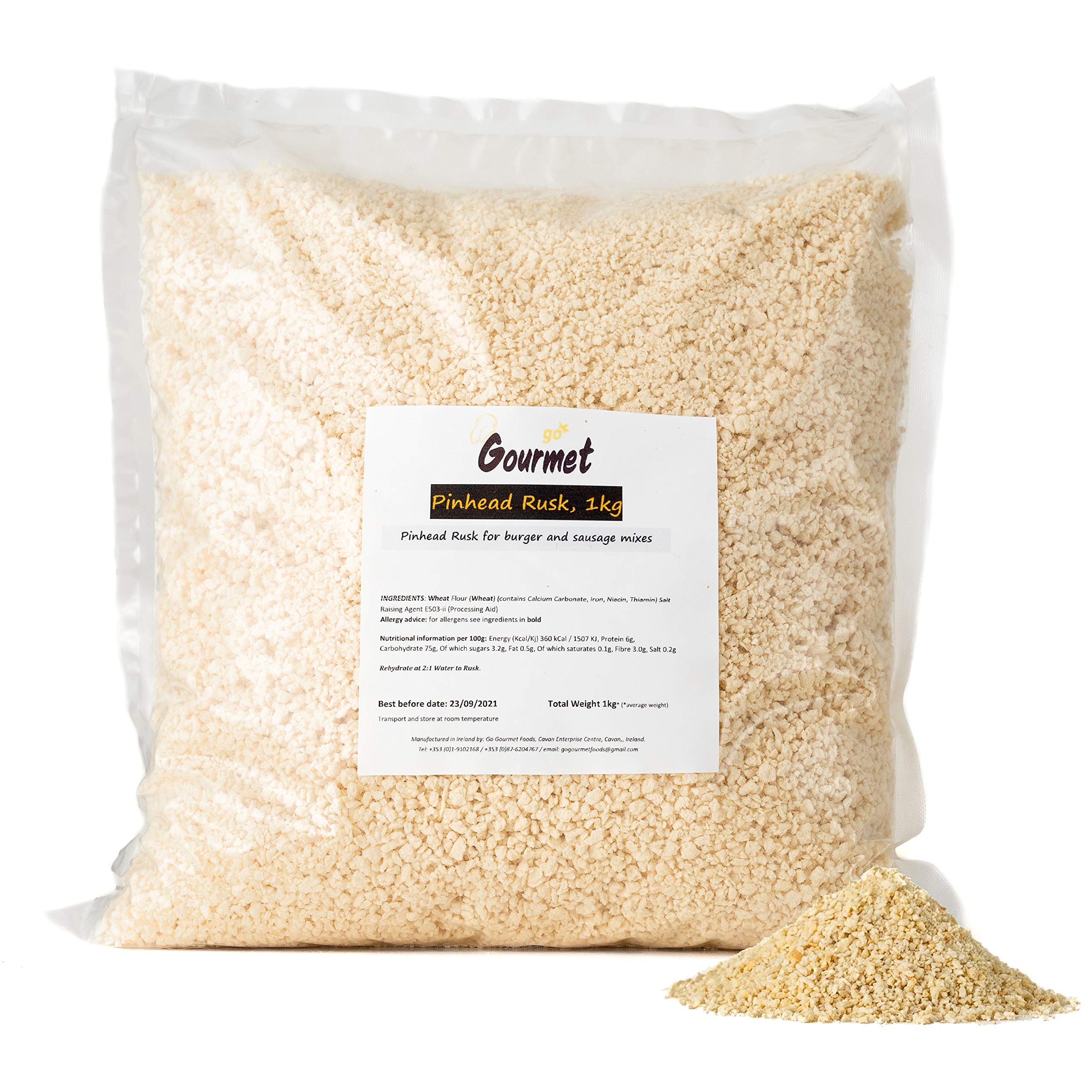 Go Gourmet Pinhead Rusk - Breadcrumbs for Burger Mix and Sausage Making - 1kg 1