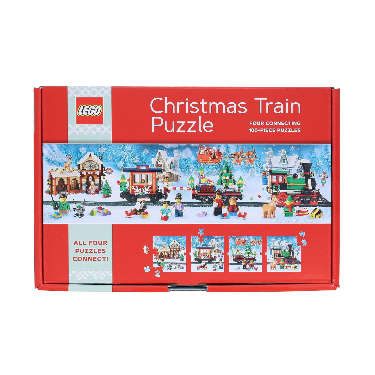 LEGO Christmas Train Puzzle - Four 100-Piece Building Sets for Ages 7+ 9
