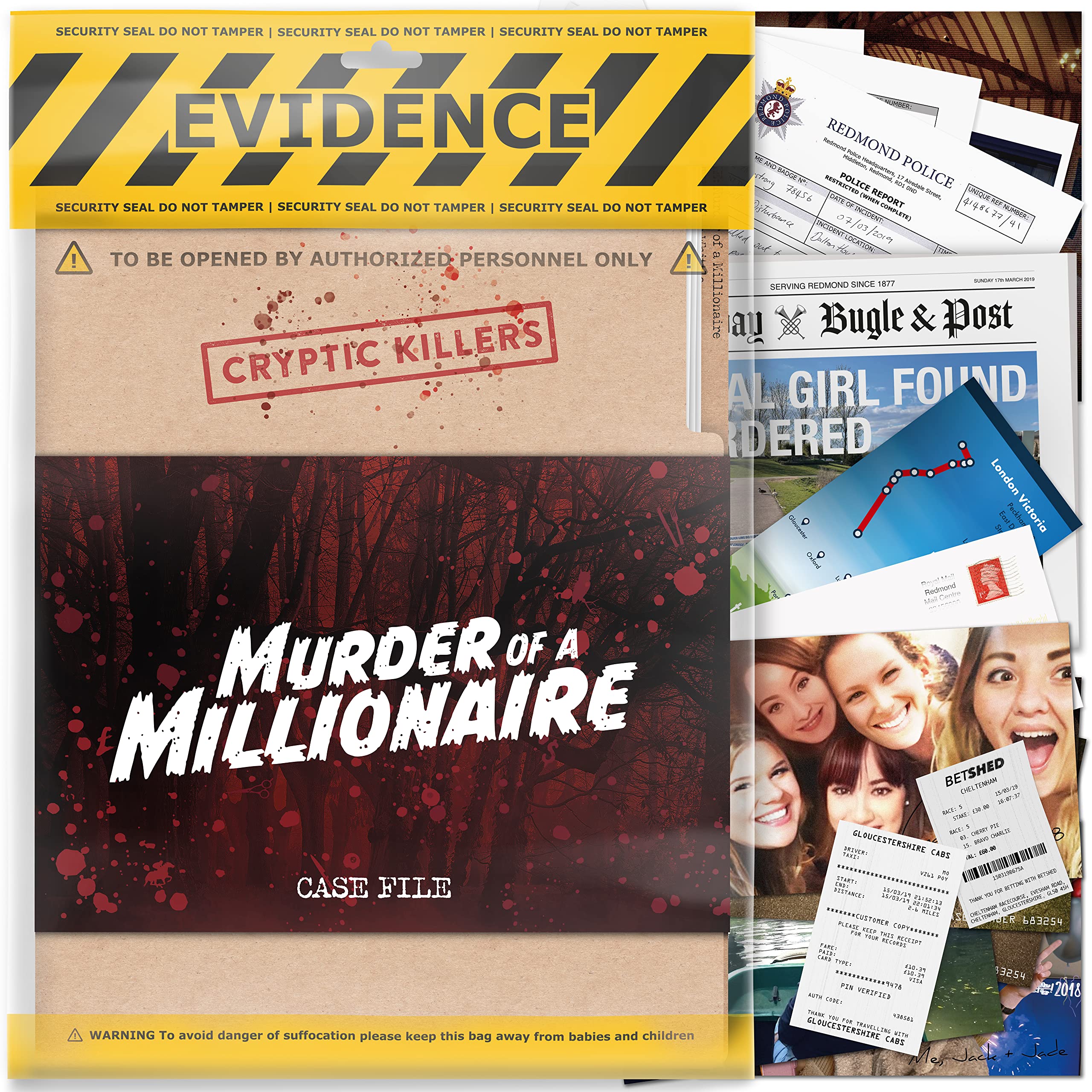 Cryptic Killers Murder of a Millionaire Cold Case File Investigation Board Game | 2 Hours Play | Difficulty 3.5/5