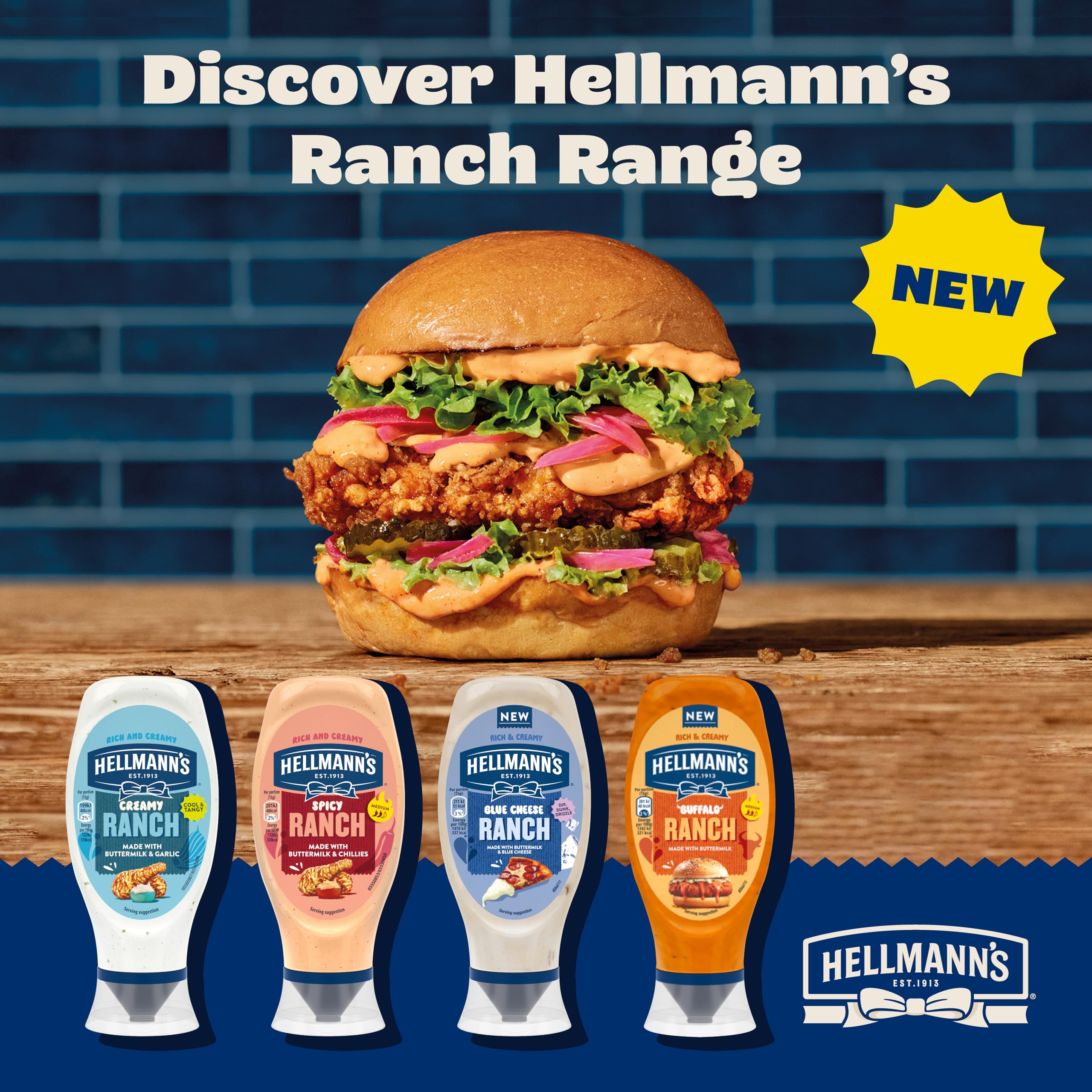 Hellmann's Creamy Ranch Sauce with Buttermilk & Garlic | 430ml Bottle | Vegetarian 3