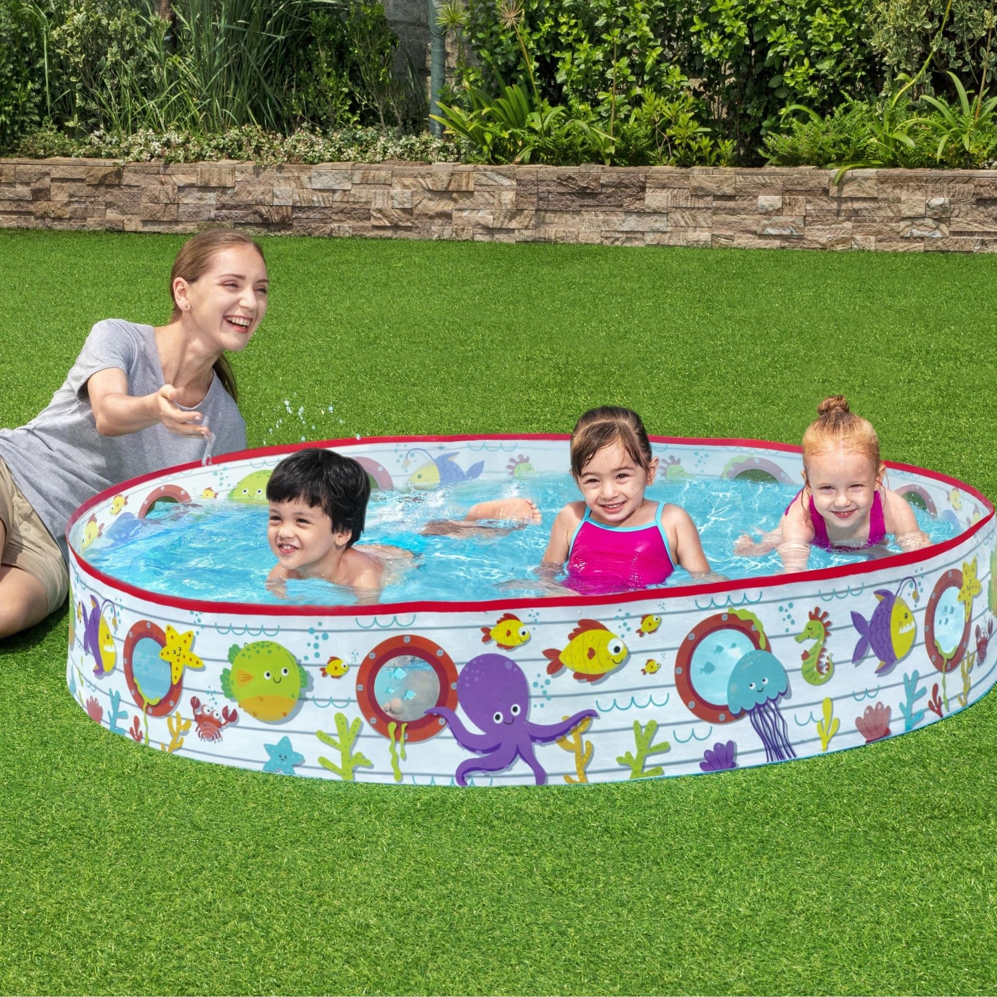 Bestway 55029 Fill N Fun Kids Garden Paddling Pool with Fish Print | 1.52m x 25cm | 435L