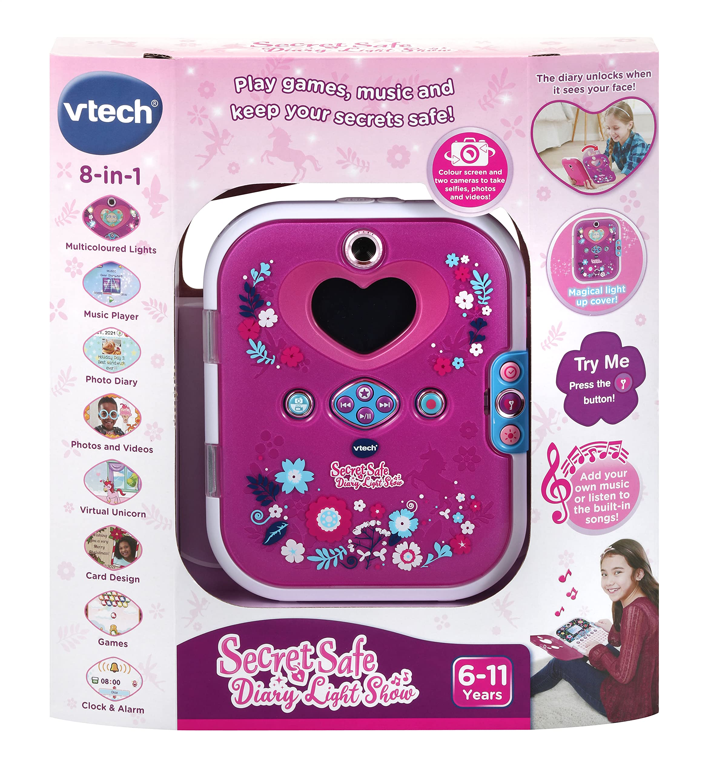 VTech Purple Secret Safe Diary Light Show | Face Recognition, Games, Ages 6+ 3