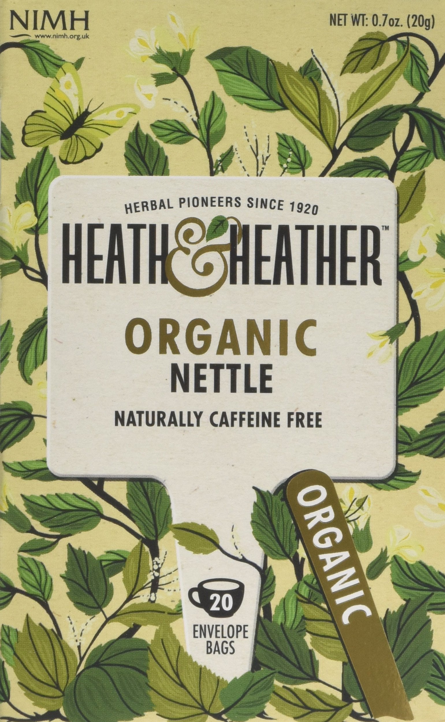Heath & Heather Organic Nettle Teabags (Pack of 6, 120 Total) - Soil Association Certified Herbal Tea 1
