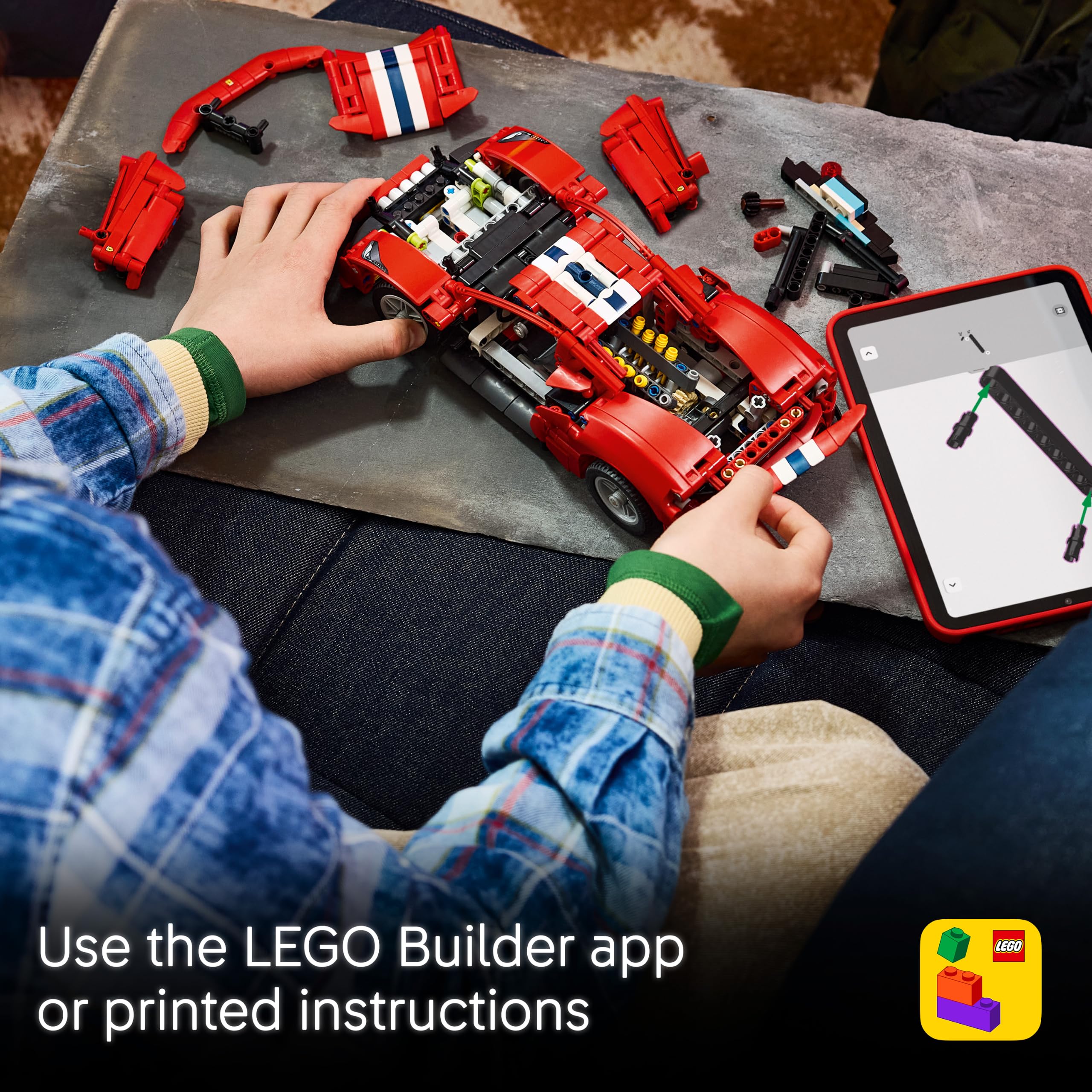 LEGO Technic Ferrari 488 PISTA Car Building Set - V8 Engine, Steering, Opening Doors | Ages 9+ 6
