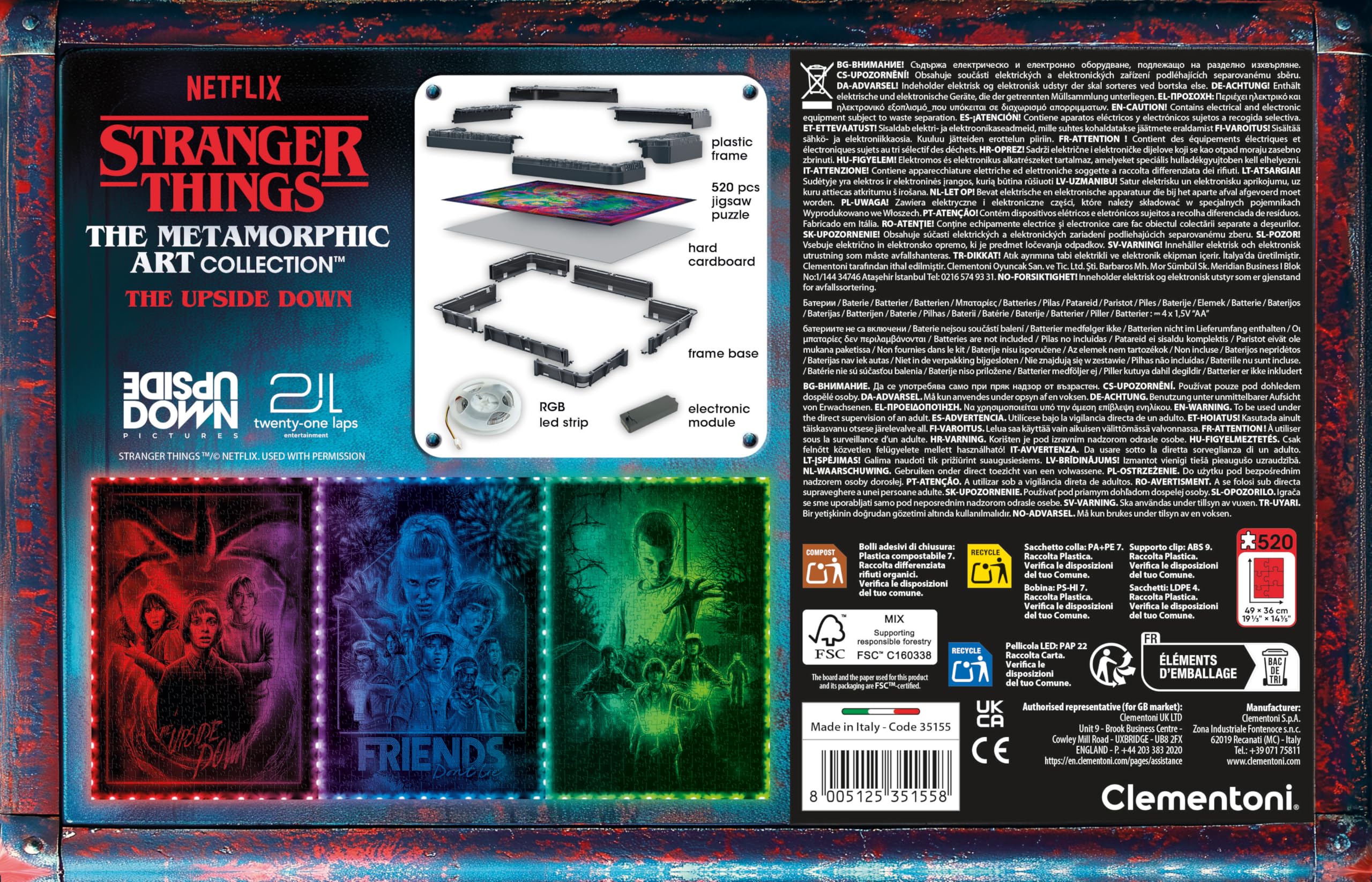 Clementoni Stranger Things Metamorphic Art Puzzle - 520-Piece LED Interactive Puzzle for Fans 5