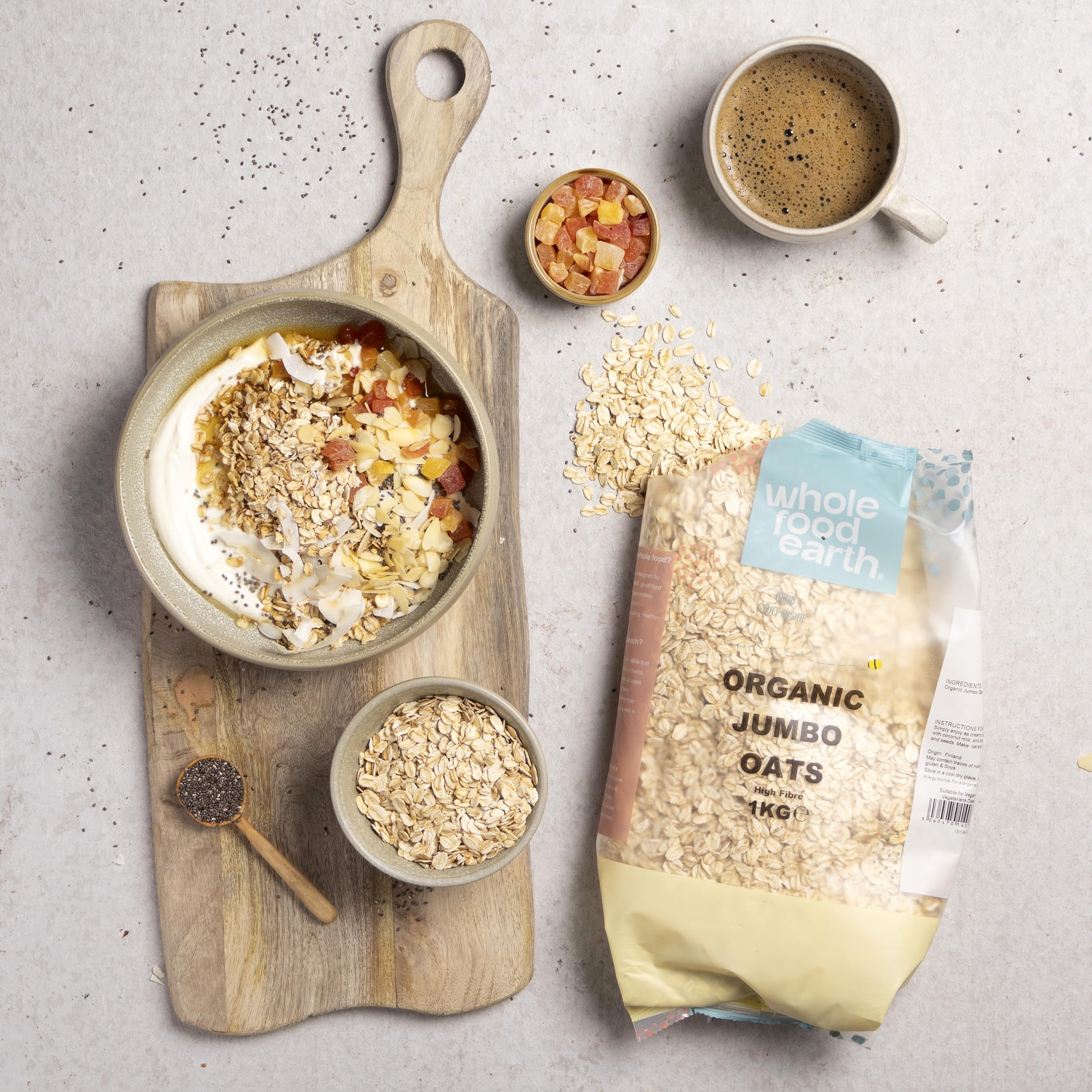 Wholefood Earth Organic Jumbo Oats - 1 kg | High Fibre | Vegan | GMO Free 3