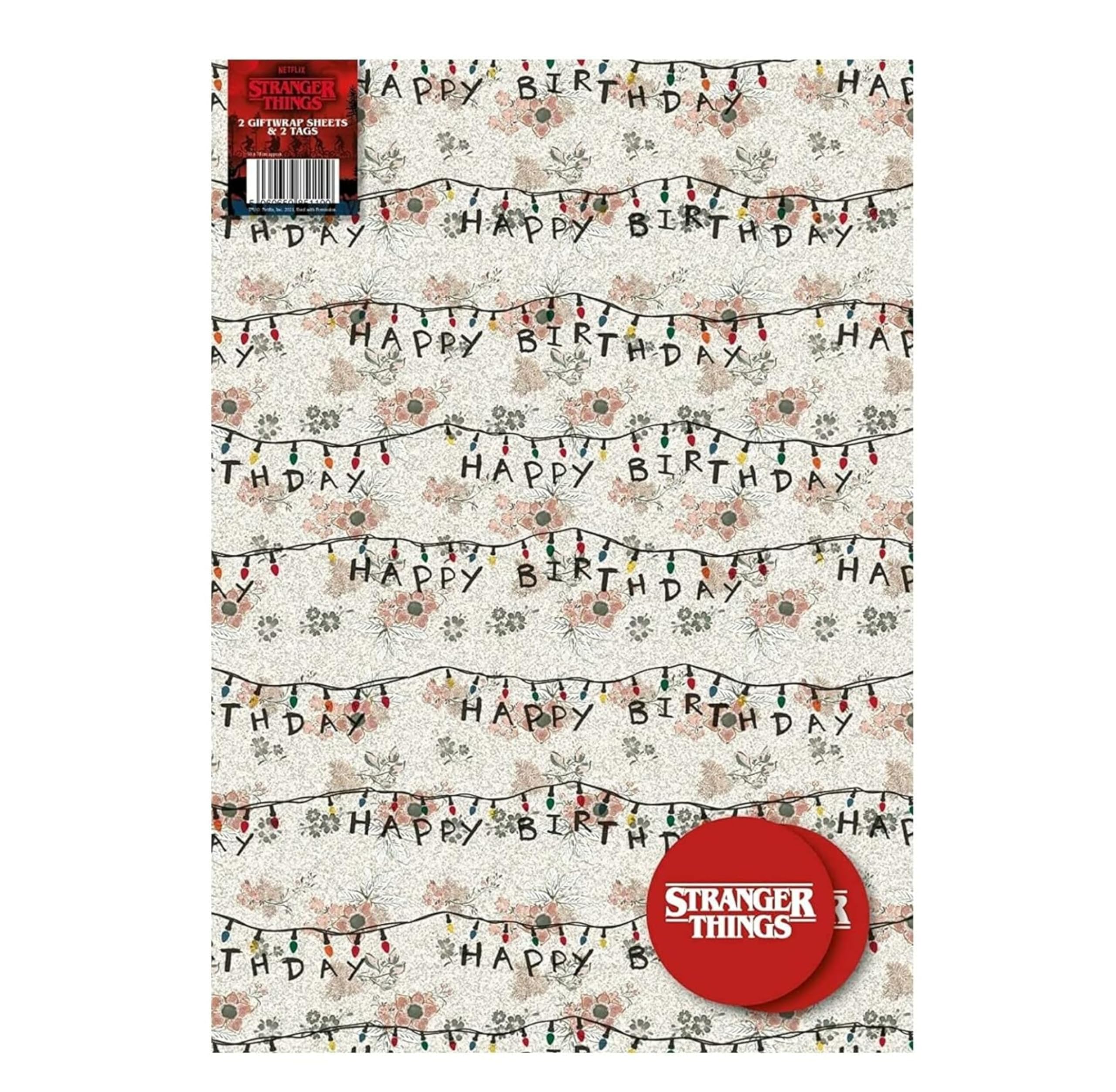 Danilo Promotions LTD Stranger Things Upside Down Gift Wrapping Paper Set | 2 Sheets & 2 Tags | 70cm x 50cm 1