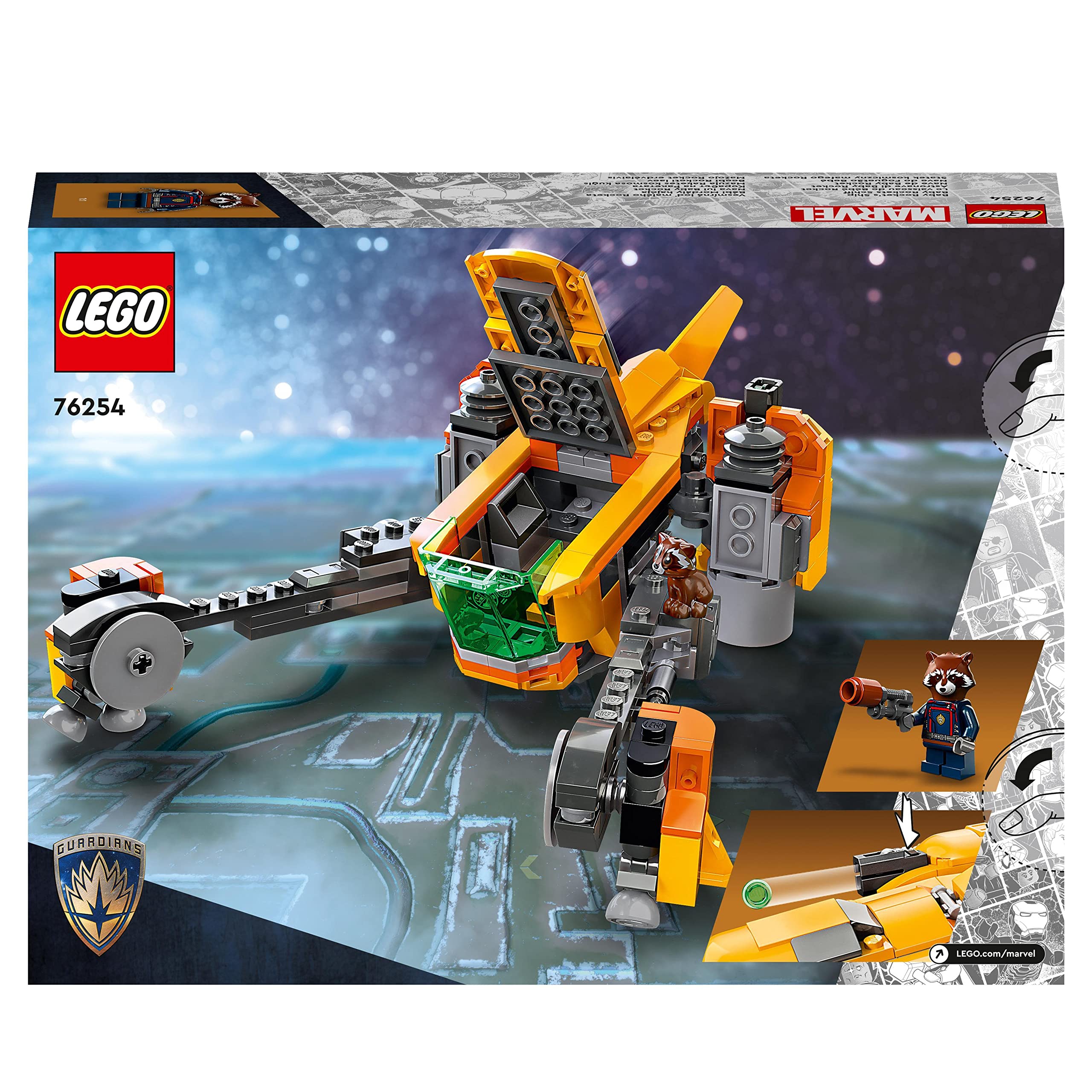 LEGO Marvel Baby Rocket's Ship 76254 - Guardians of the Galaxy Buildable Space Toy for Kids 8+ 18