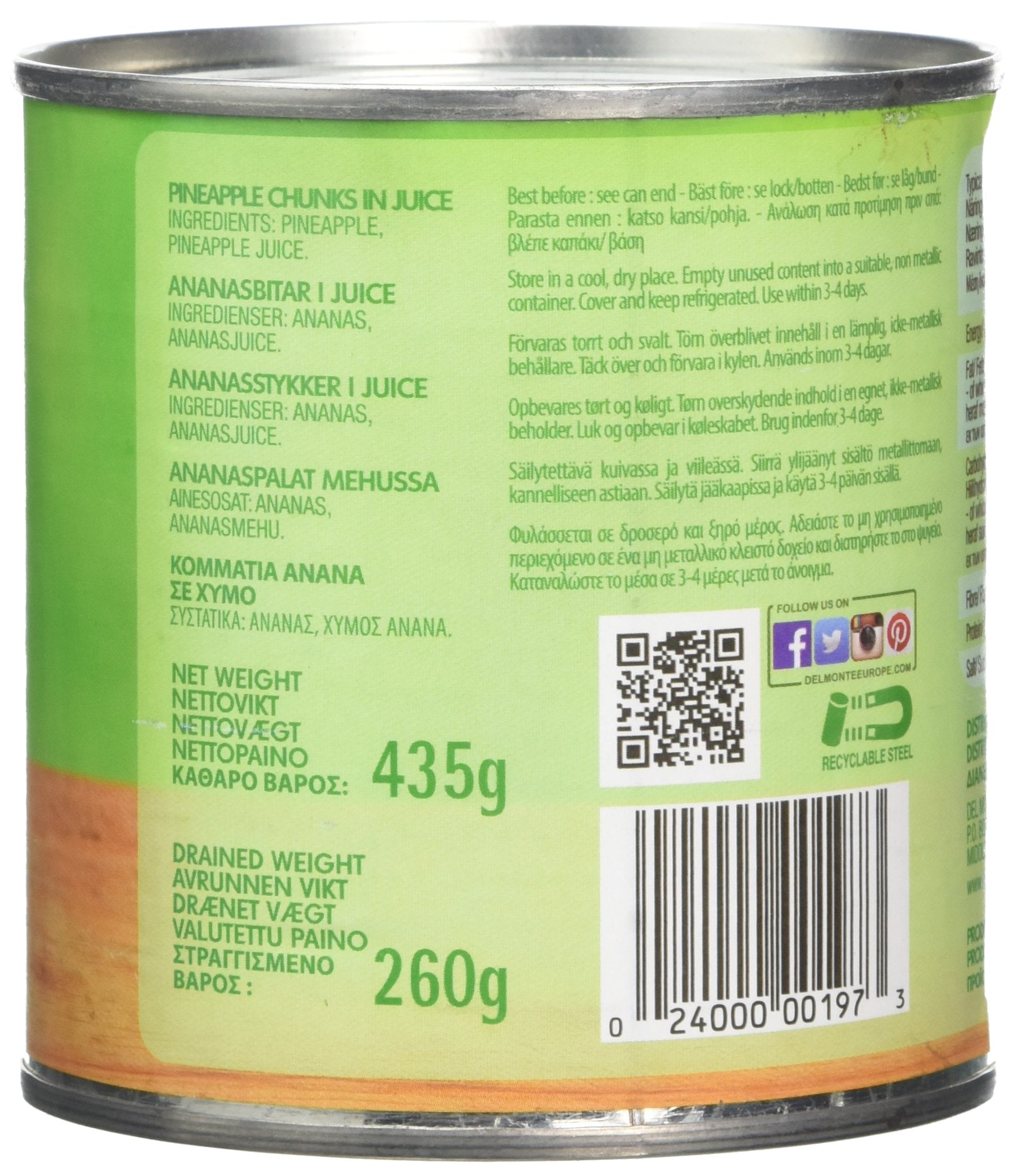 Del Monte Pineapple Chunks in Juice | 435g Can | No Artificial Additives 2