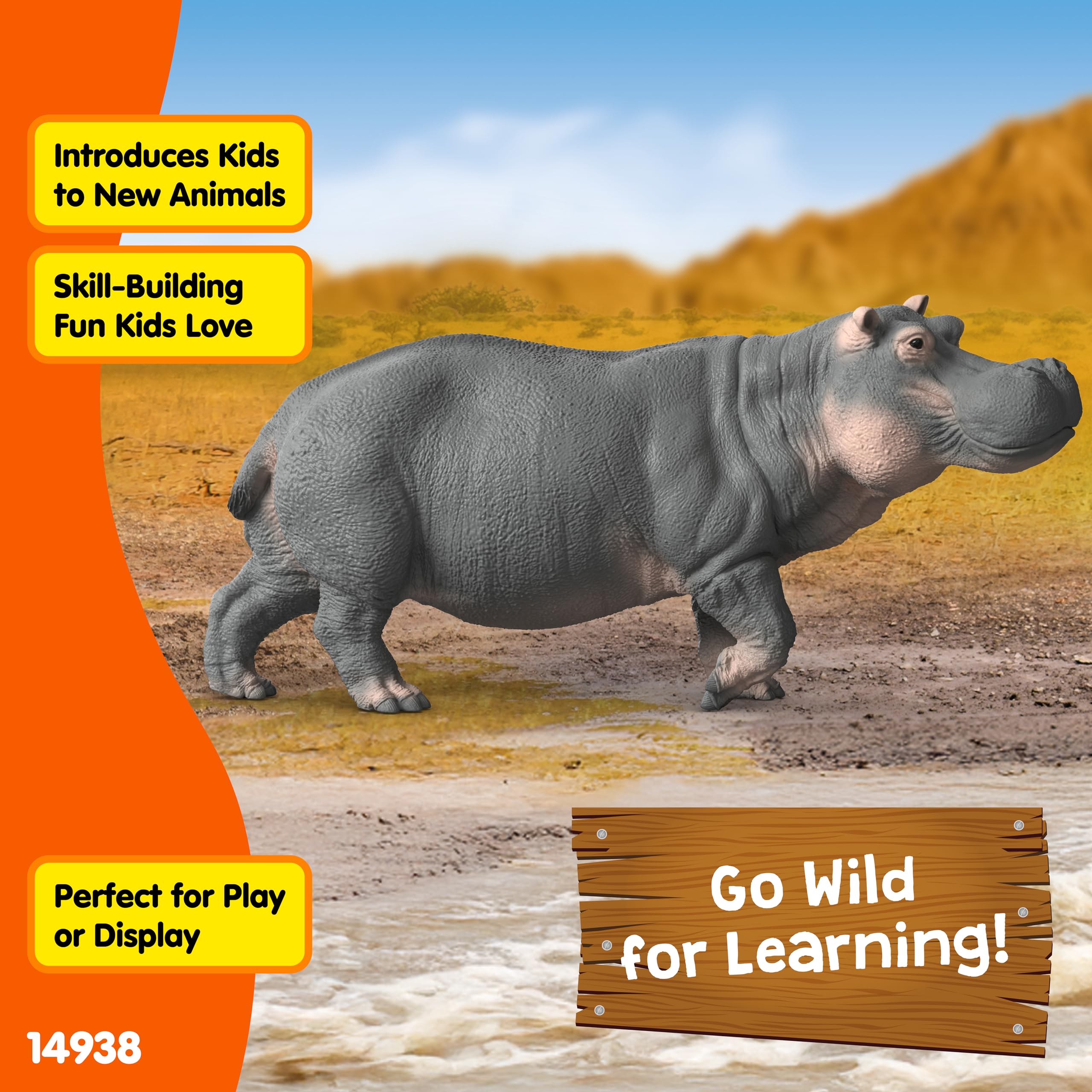 Schleich WILD LIFE Hippopotamus Miniature Figure 14938 | Ages 3+ | Grey Plastic 6