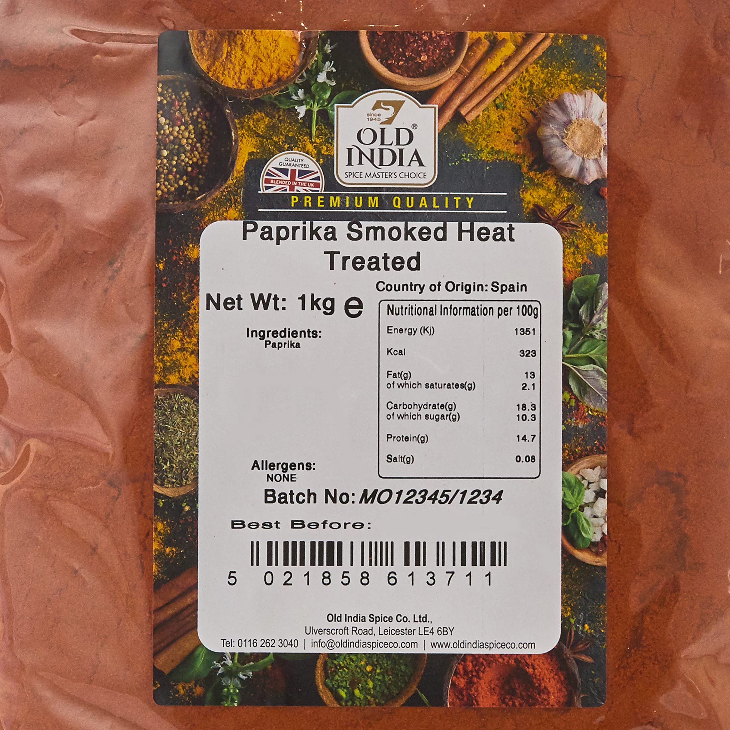 Old India Smoked Heat Treated Paprika Powder | 1kg Natural & Additive Free Seasoning