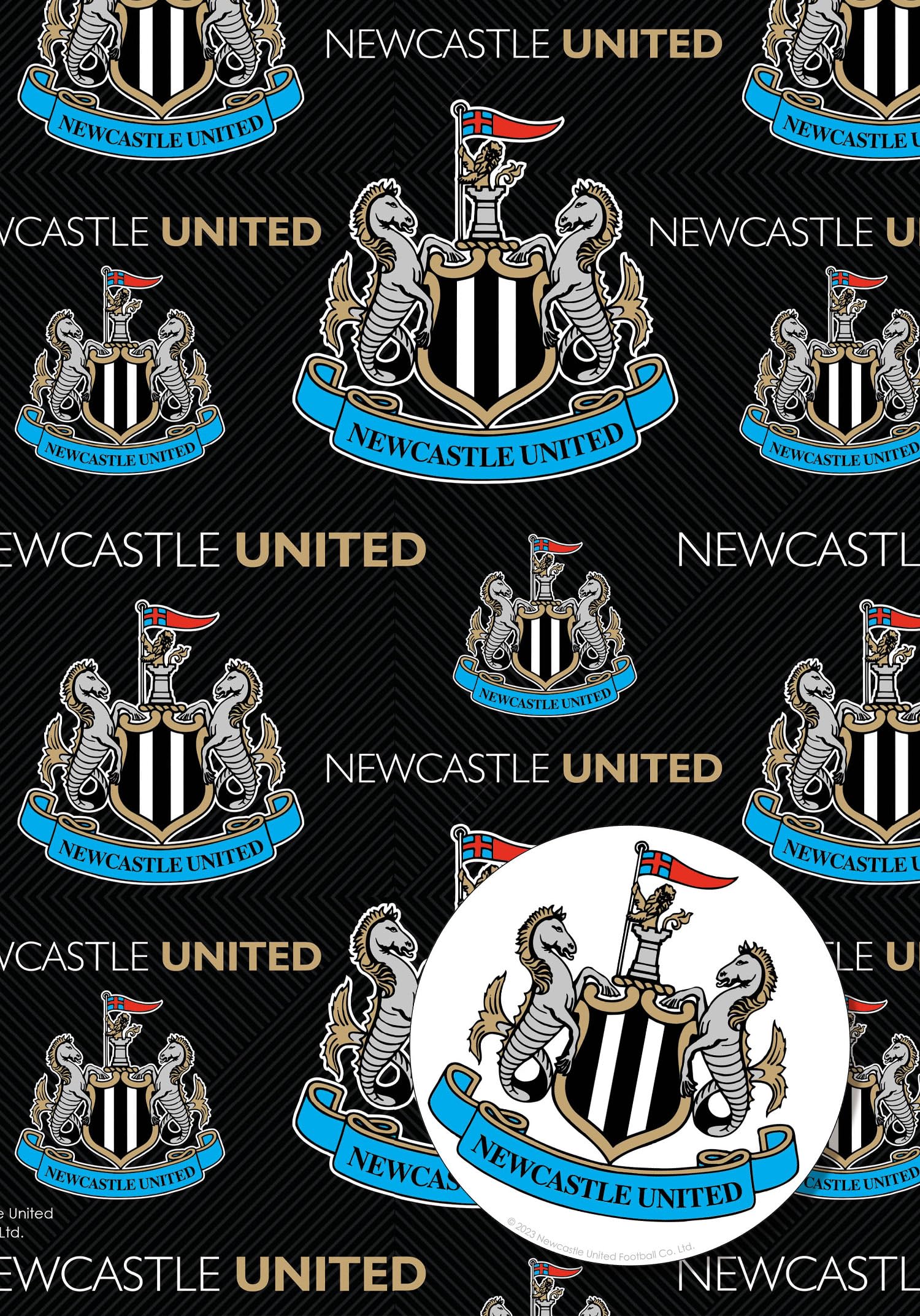 Danilo Promotions LTD Newcastle United FC Wrapping Paper - 2 Sheets & 2 Tags | 70cm x 50cm 1