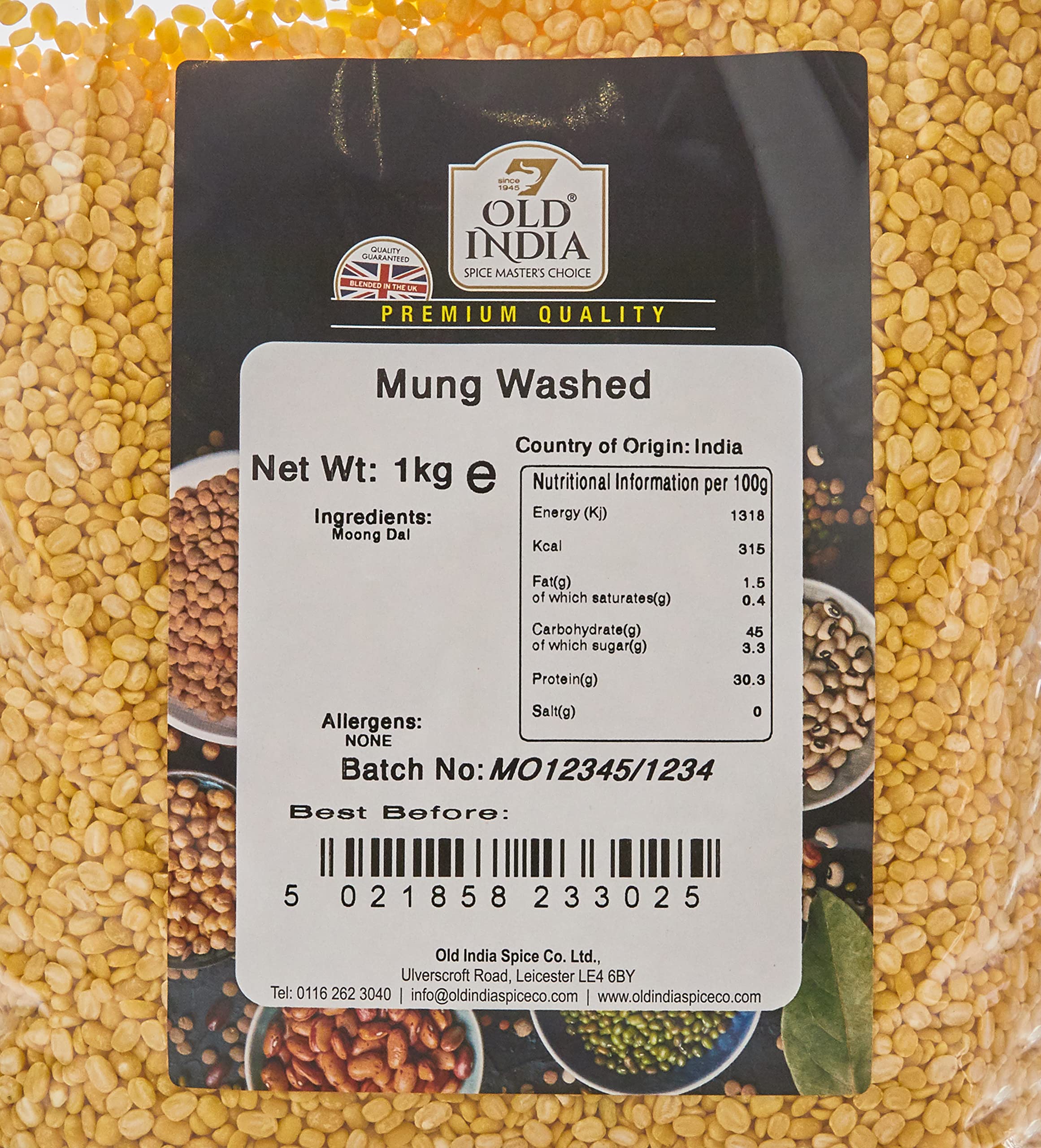 Old India Washed Mung Bean - 1kg Natural Ingredient for Curries and Soups