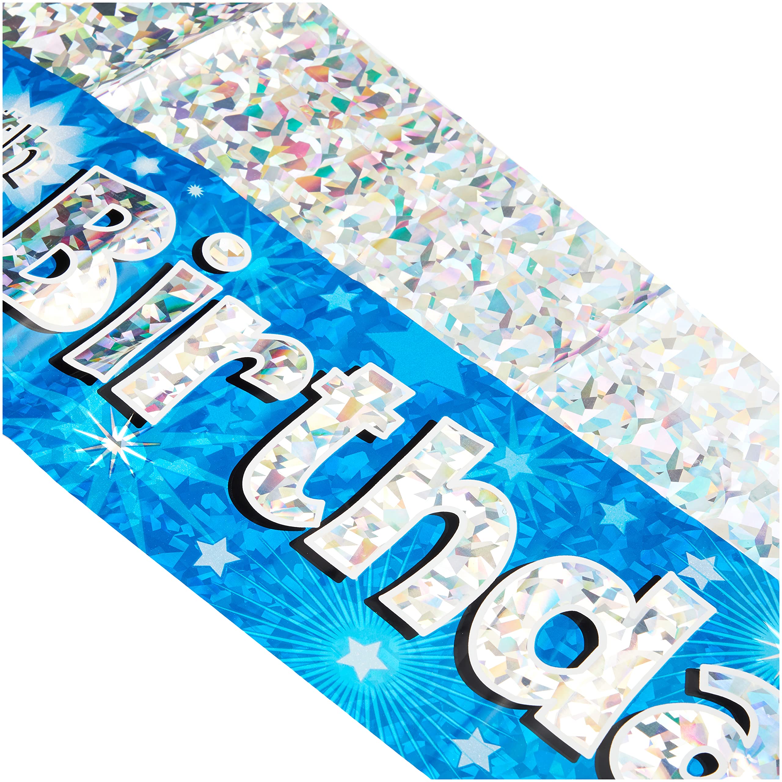 OakTree Happy 40th Birthday Banner - Blue Holographic, 9 ft 3