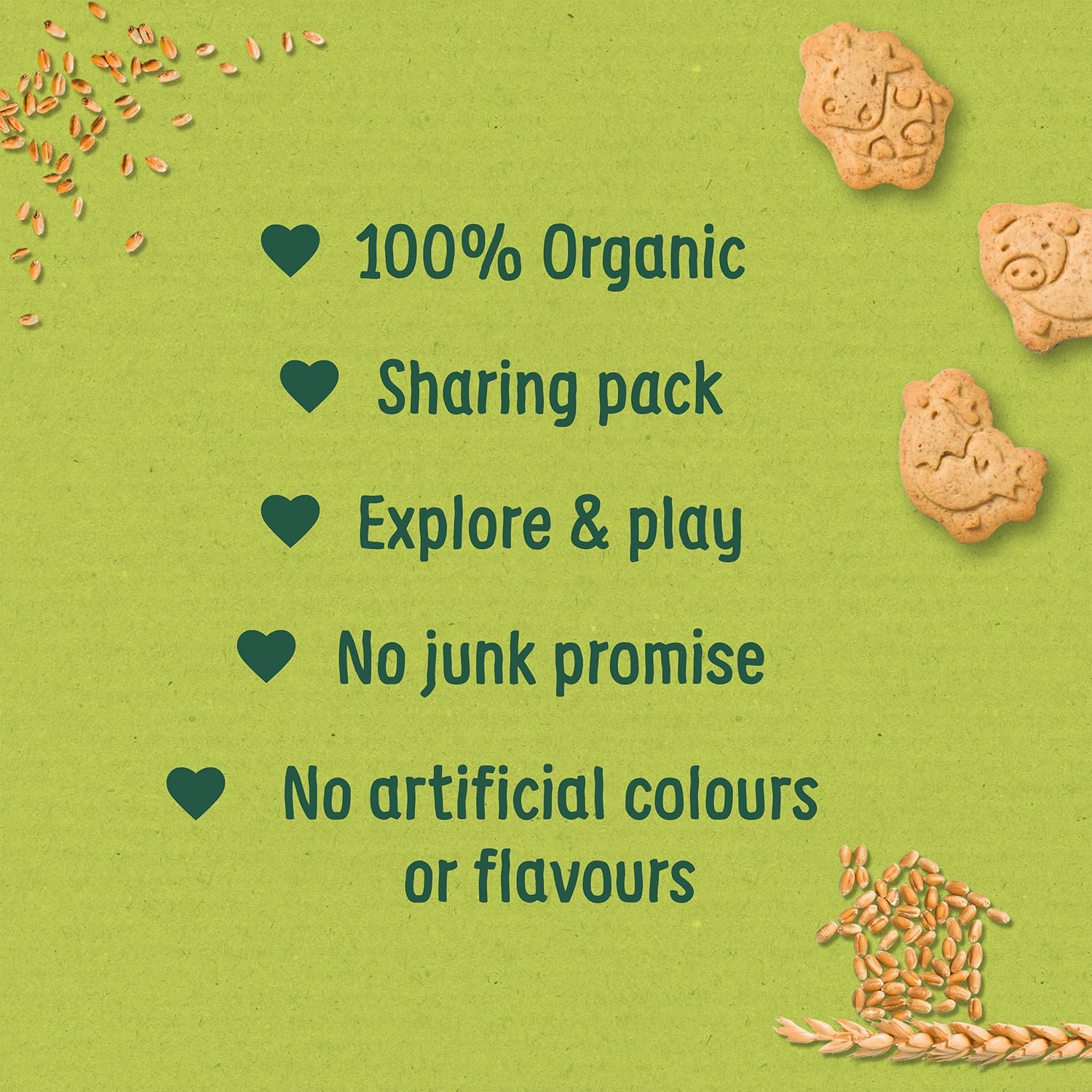 Organix Farm Animal Organic Toddler Snack Biscuits 12+ Months 100g (Pack of 5) 5
