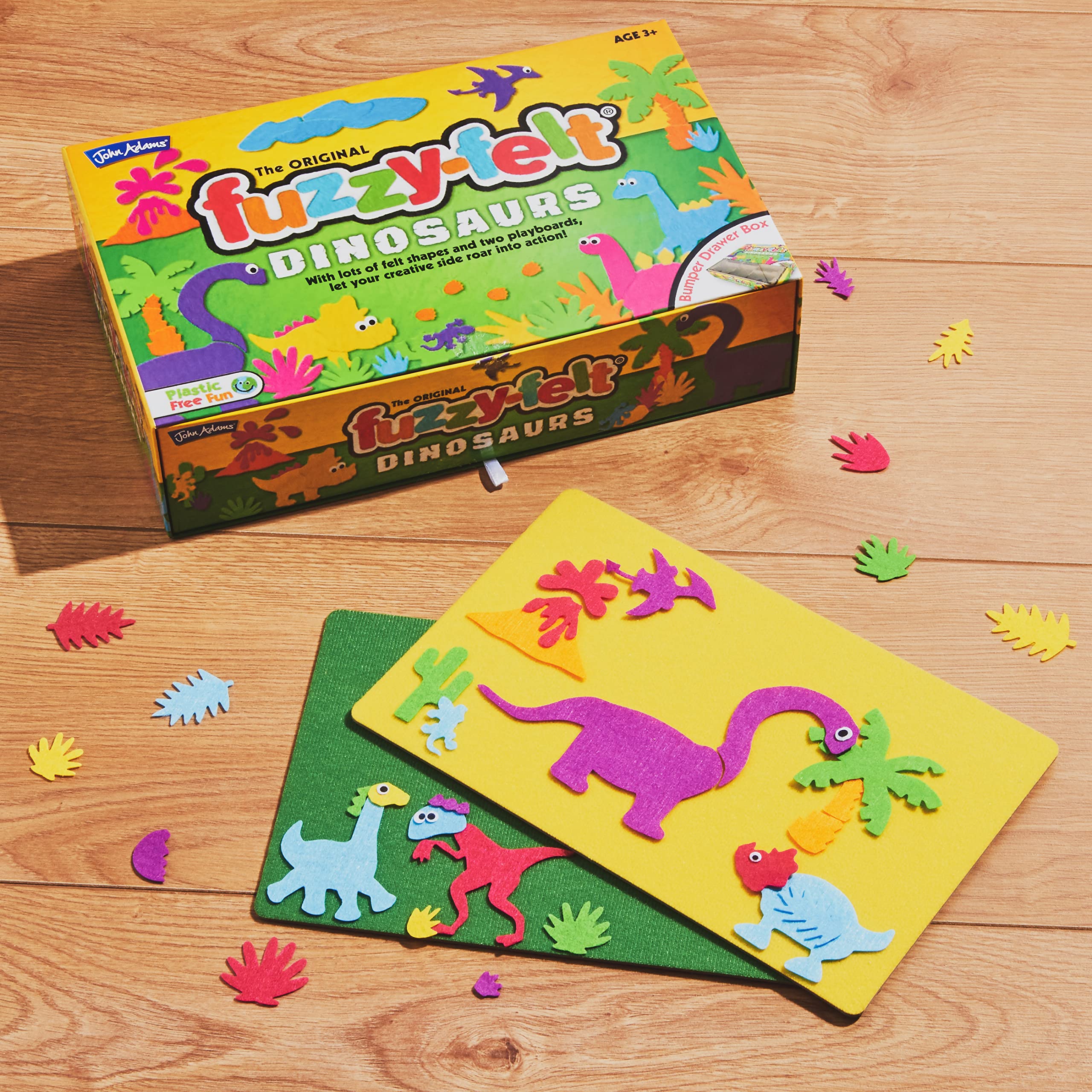 Fuzzy-Felt Dinosaur Set - 200+ Piece Creative Play Craft Kit for Kids 3+ 5