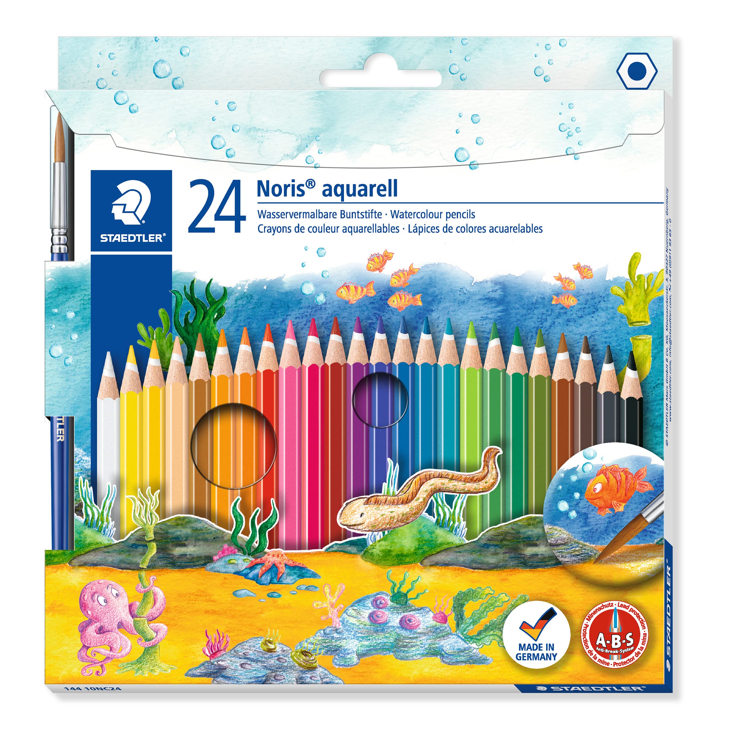 STAEDTLER Noris Club Aquarell Watercolour Pencils - 24 Assorted Colours | Erasable Lead | Anti-Break System