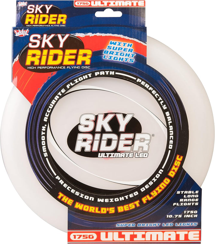 Wicked Sky Rider Ultimate LED Frisbee - Lightweight Aerodynamic Flying Disc with Ultra-Bright LED Lights