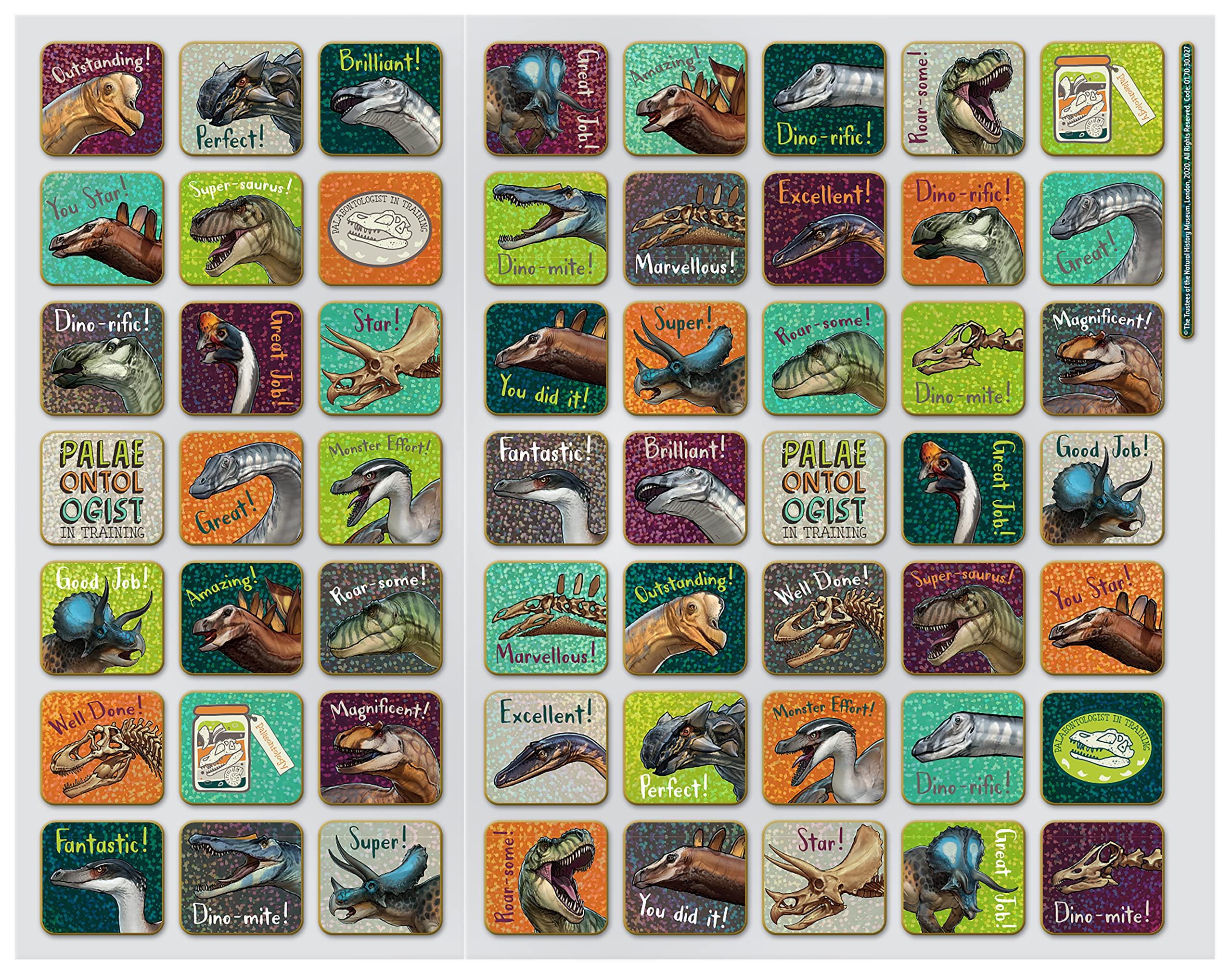 Paper Projects Natural History Museum Dinosaurs Reward Chart | A3 Size | Includes 56 Stickers