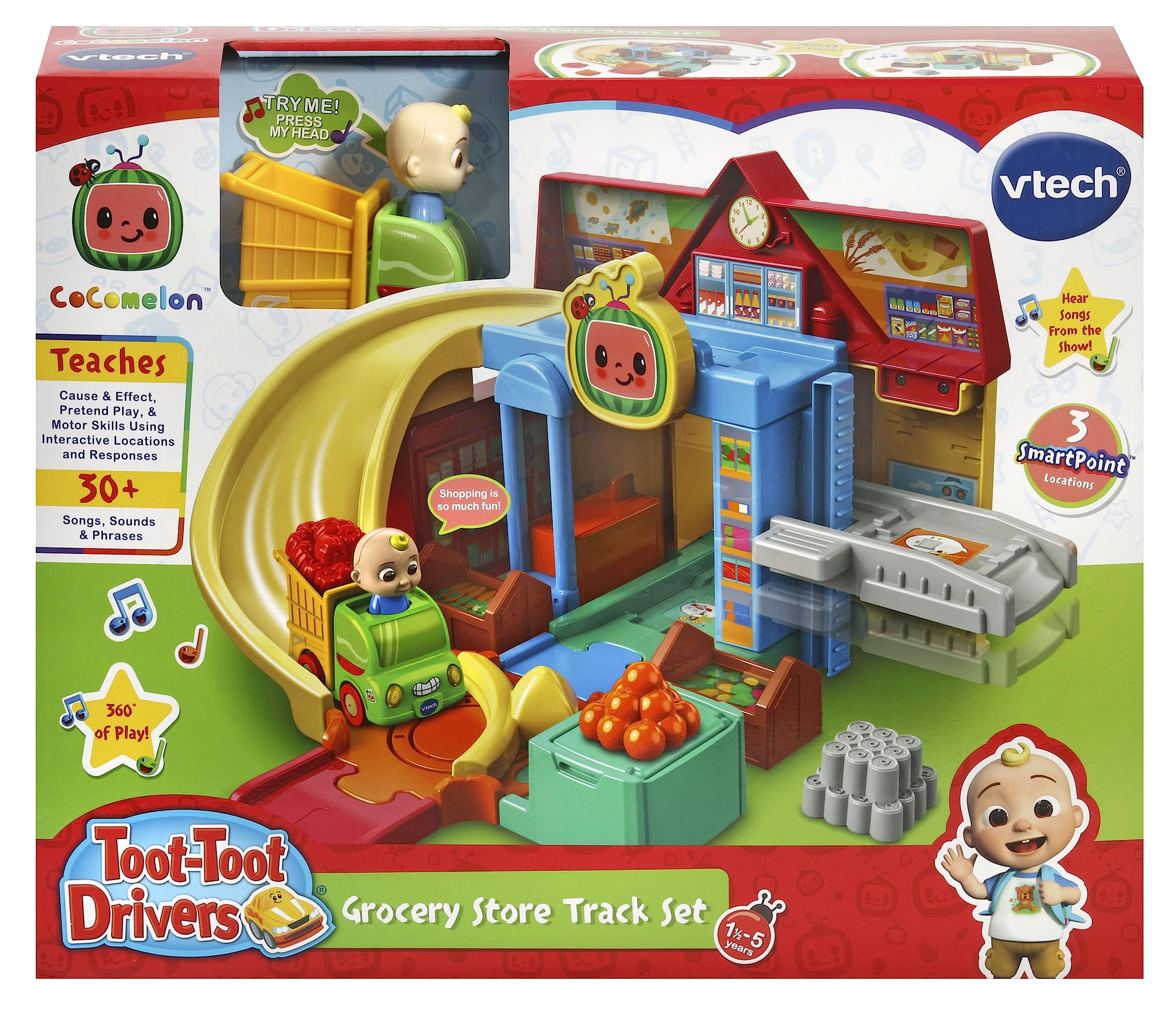 VTech CoComelon Toot-Toot Drivers Cart Racers Grocery Store Track Set - Interactive Play for Ages 18 Months to 5 Years 7