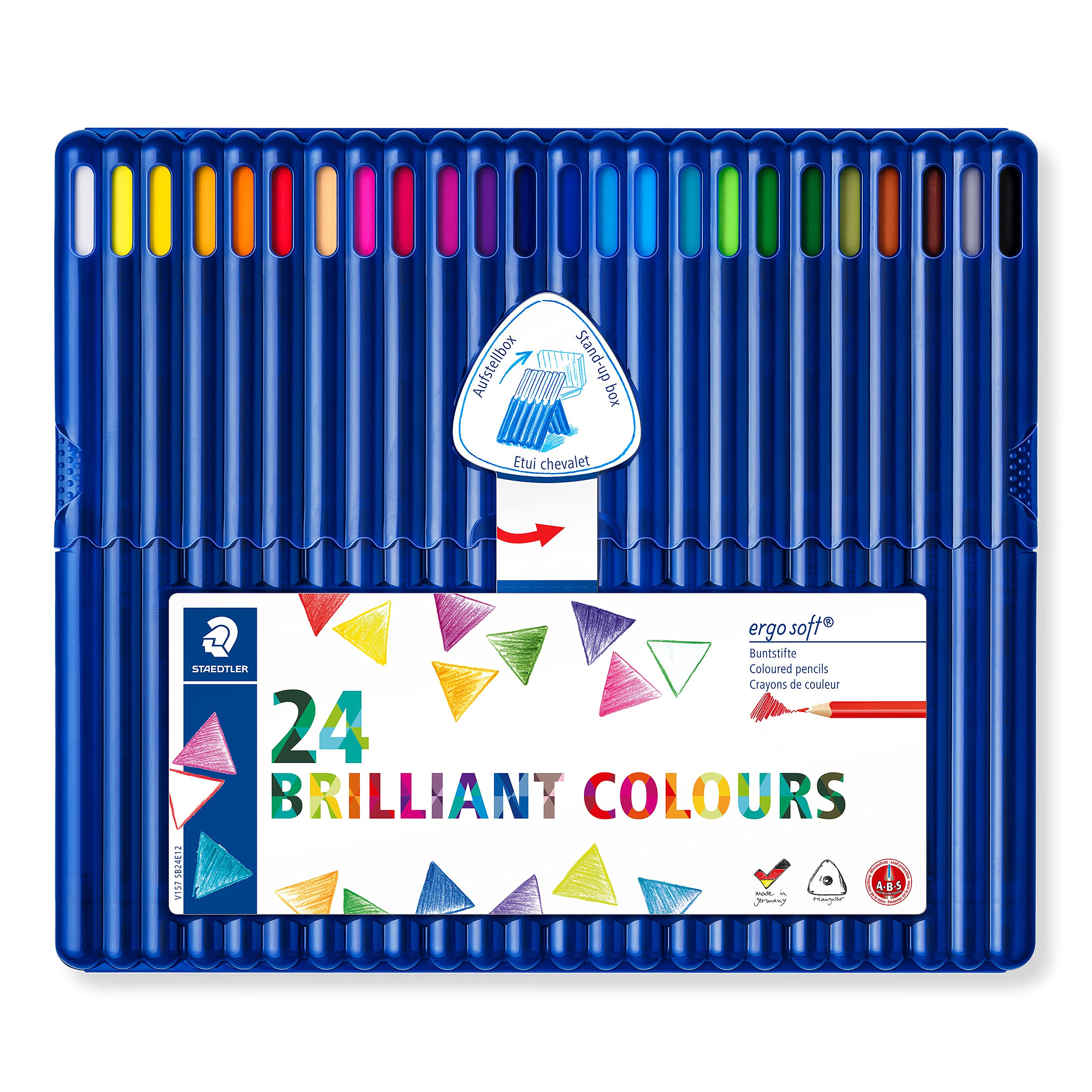 STAEDTLER Ergosoft Triangular Coloured Pencils - Assorted Colours (Pack of 24)