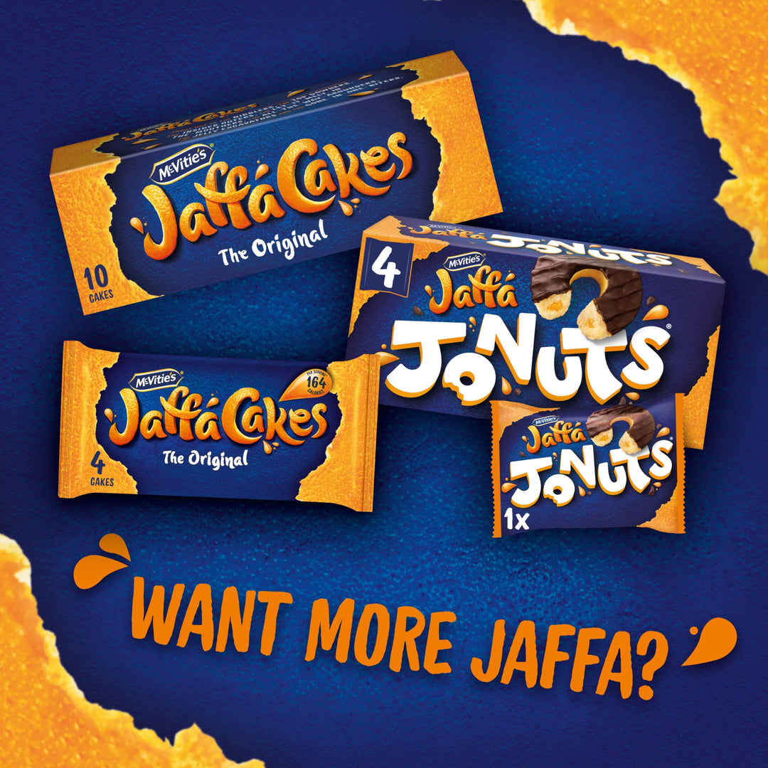 McVitie's Jaffa Cakes Original Jaffa Jonuts, 4 x 43g Chocolate Coated Donut-Shaped Biscuits