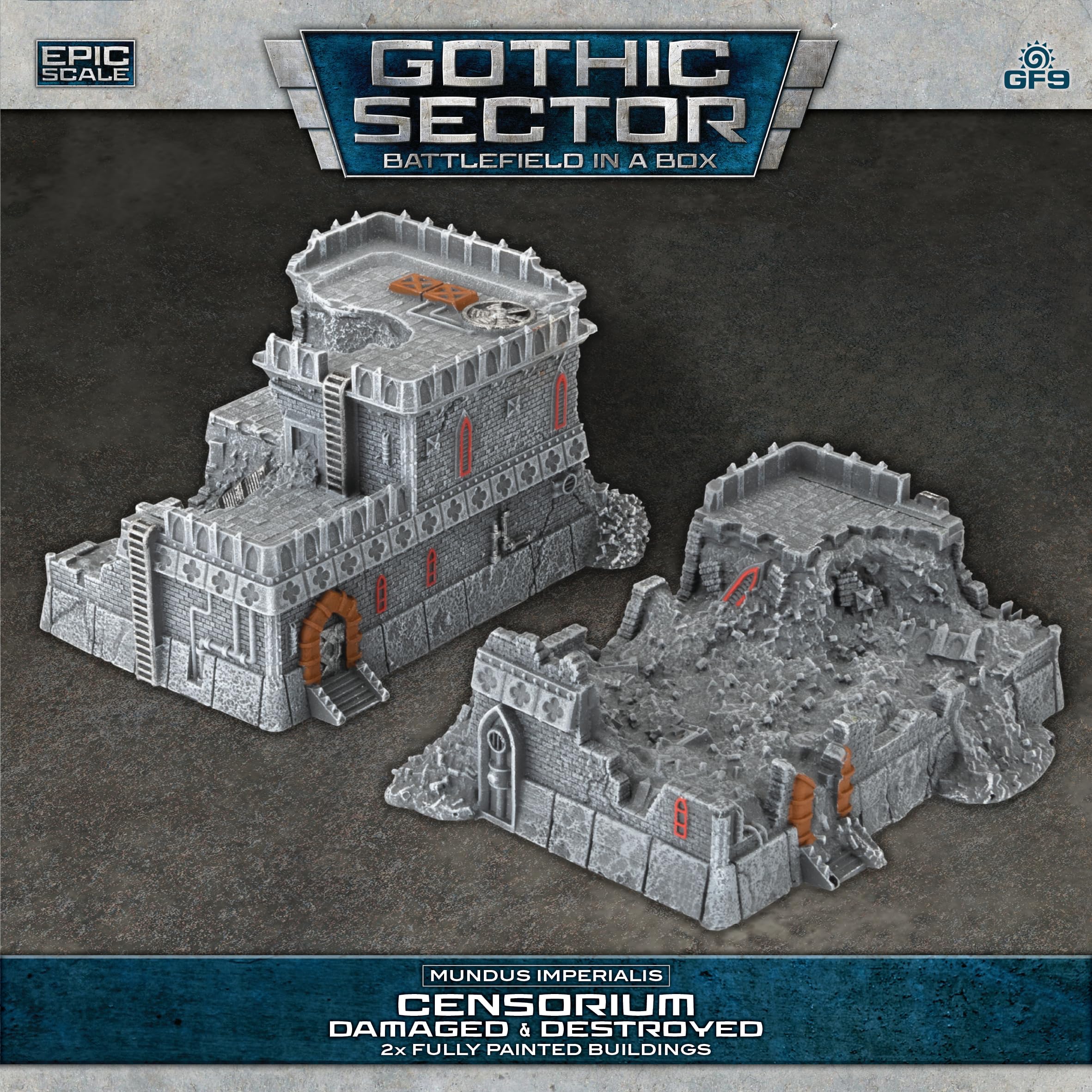 Gale Force Nine Mundus Imperialis Censorium - Damaged & Destroyed Terrain Set | Epic Scale 1
