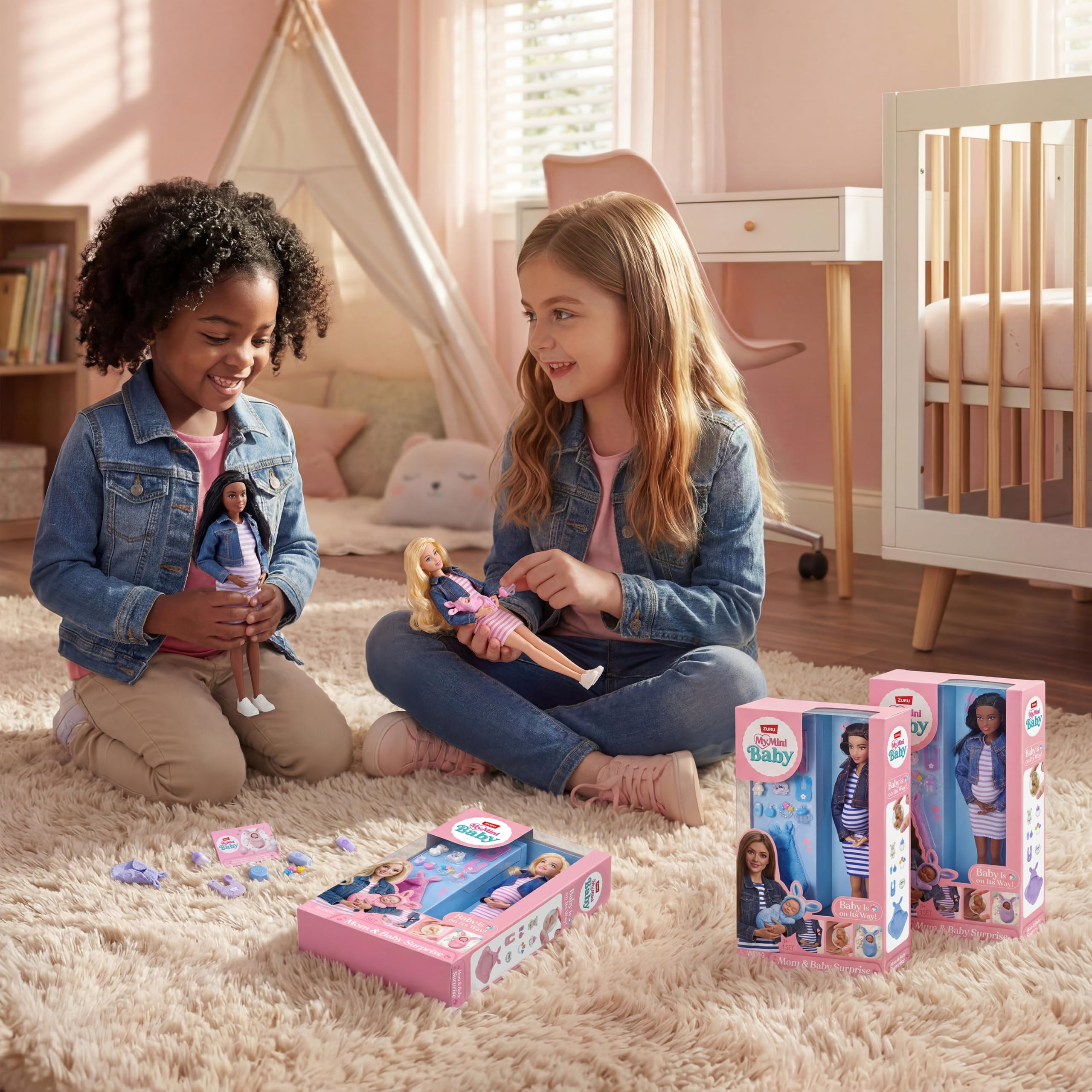 ZURU MY MINI Mom & Baby Surprise (Maria) Pregnant Doll Playset - Includes Newborn & Accessories 6