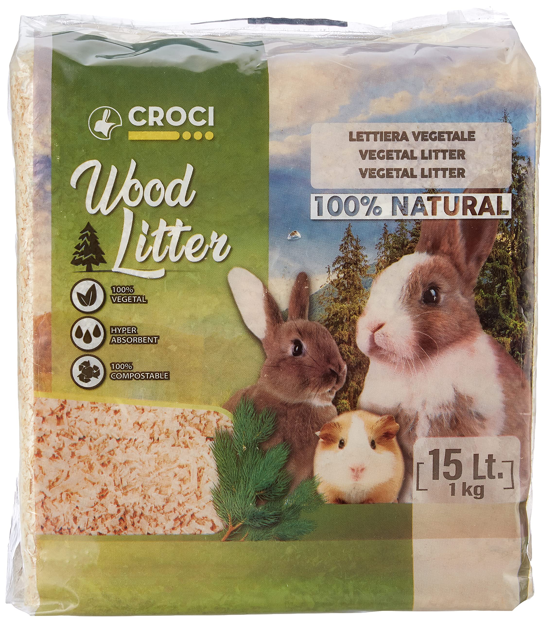 Croci 100% Natural Wood Shavings Litter for Small Animals | 1kg Pack 1