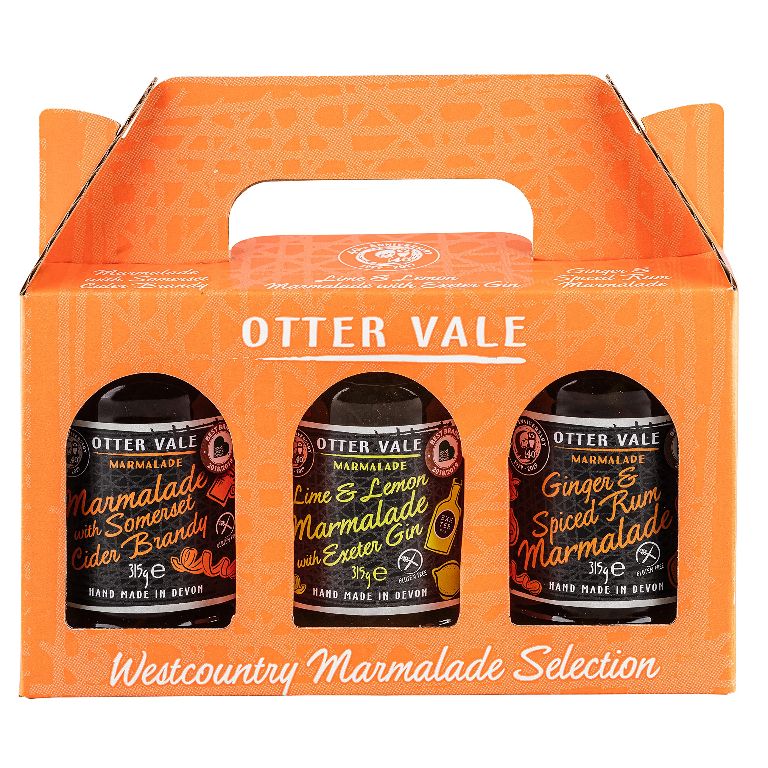 Otter Vale Marmalade Gift Pack - Three Handmade Flavours with Gin, Rum & Brandy
