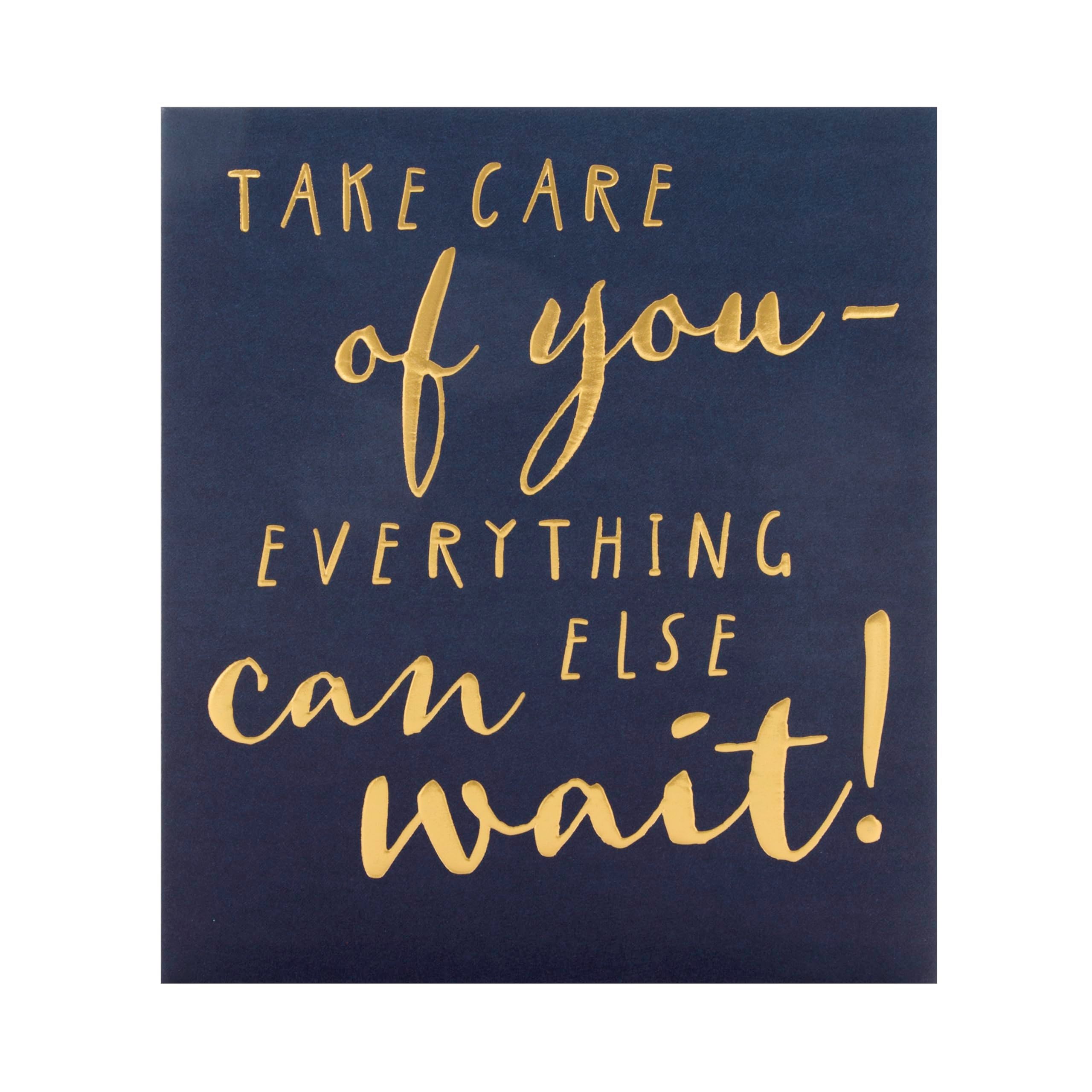 Hallmark Take Care Card - Blank Inside | Blue with Gold Foil | 18 cm x 16 cm 3