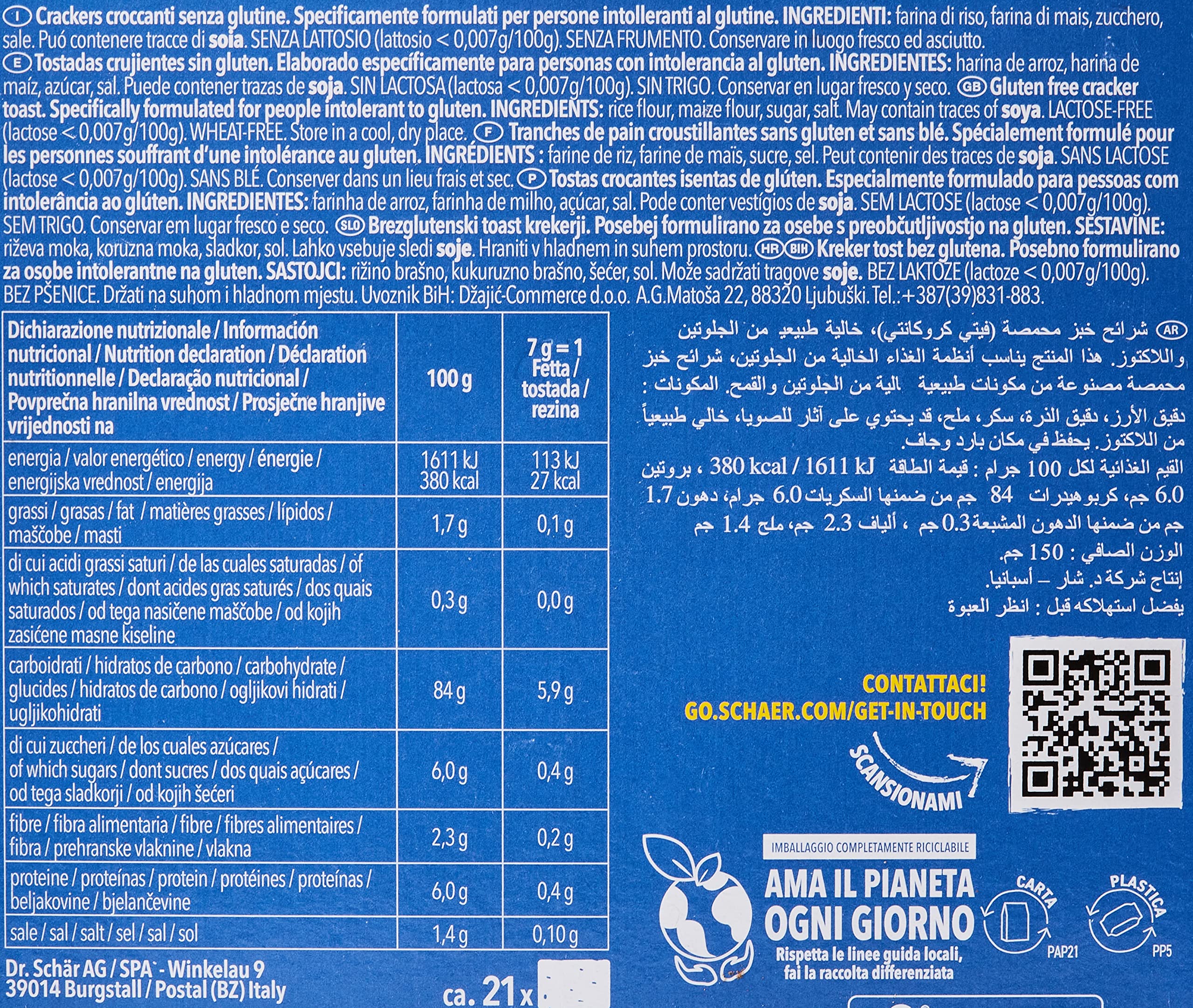 Schär Gluten Free Crispbread - Under 30 Calories | 150g Pack 4