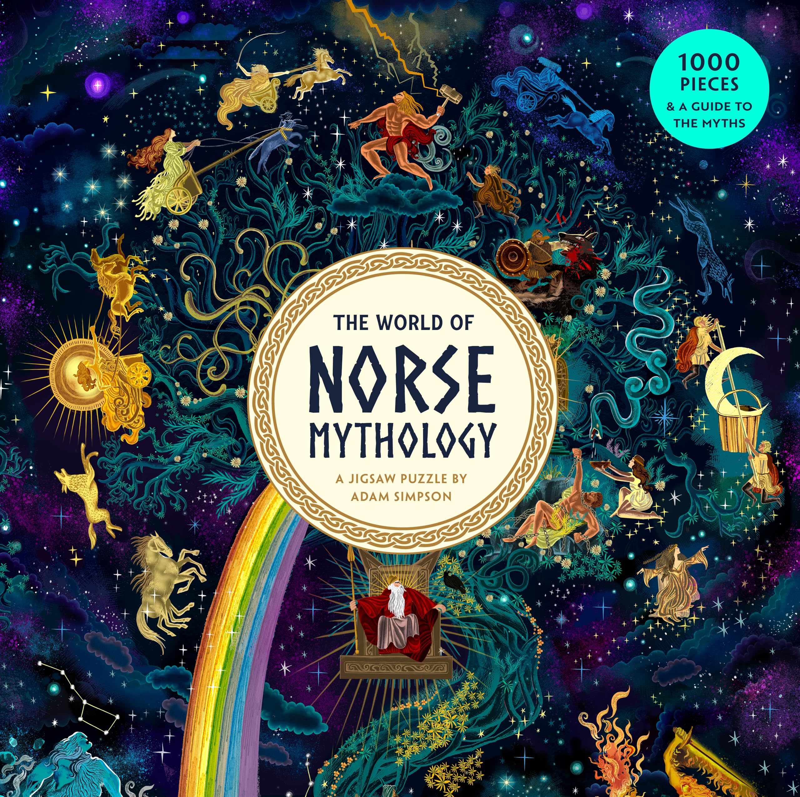 The World of Norse Mythology 1000-Piece Jigsaw Puzzle - Illustrated by Adam Simpson