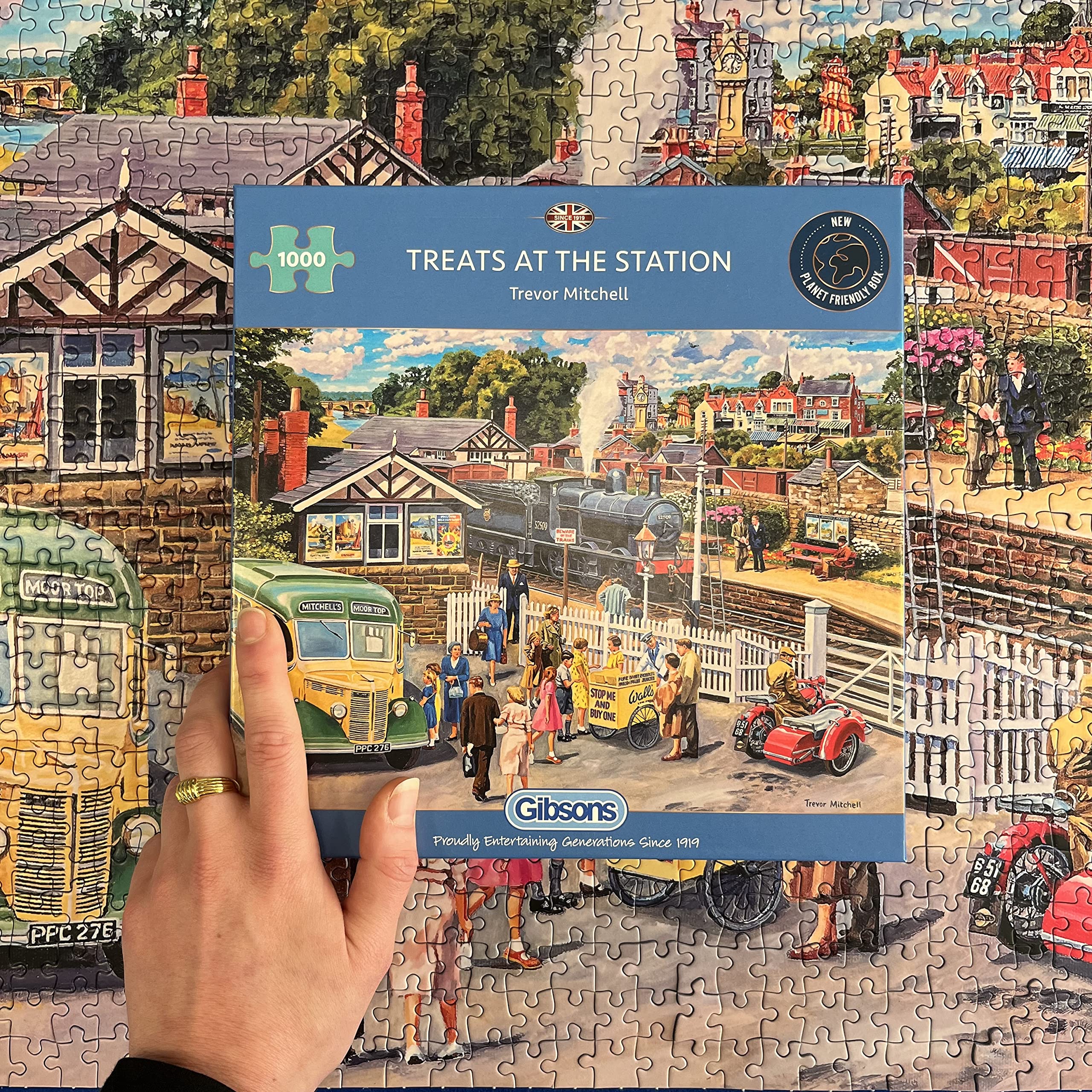 Gibsons Treats At the Station 1000 Piece Jigsaw Puzzle for Adults | Sustainable Recycled Board | Trevor Mitchell Art 5