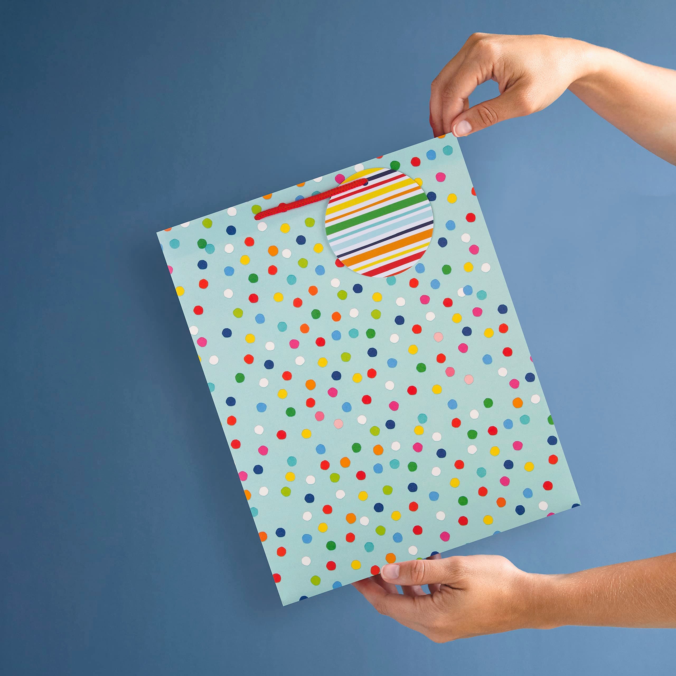Hallmark Large Gift Bag - Spots and Stripes Design | H33cm x W26.5cm x D14.6cm | Includes Gift Tag 5