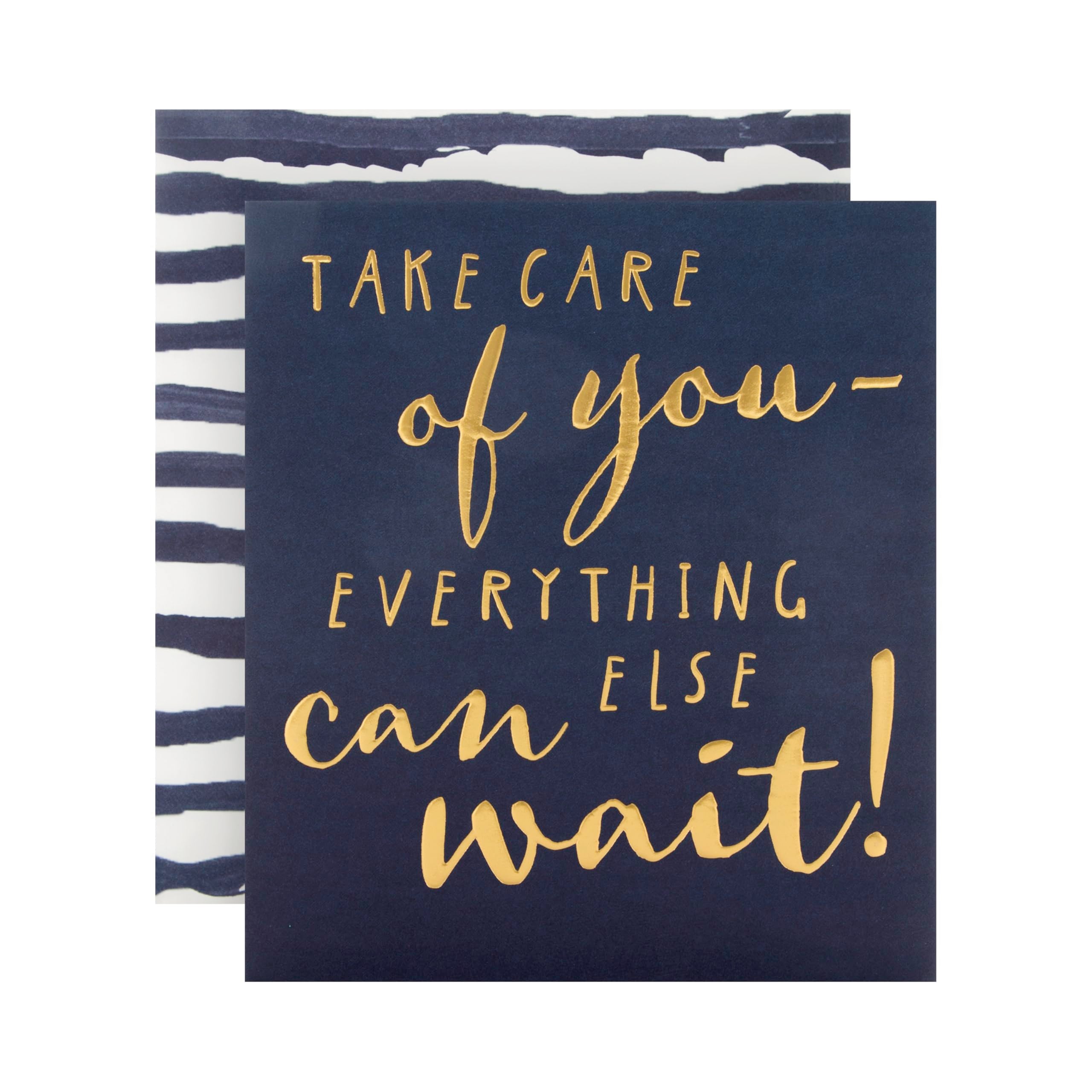 Hallmark Take Care Card - Blank Inside | Blue with Gold Foil | 18 cm x 16 cm 1