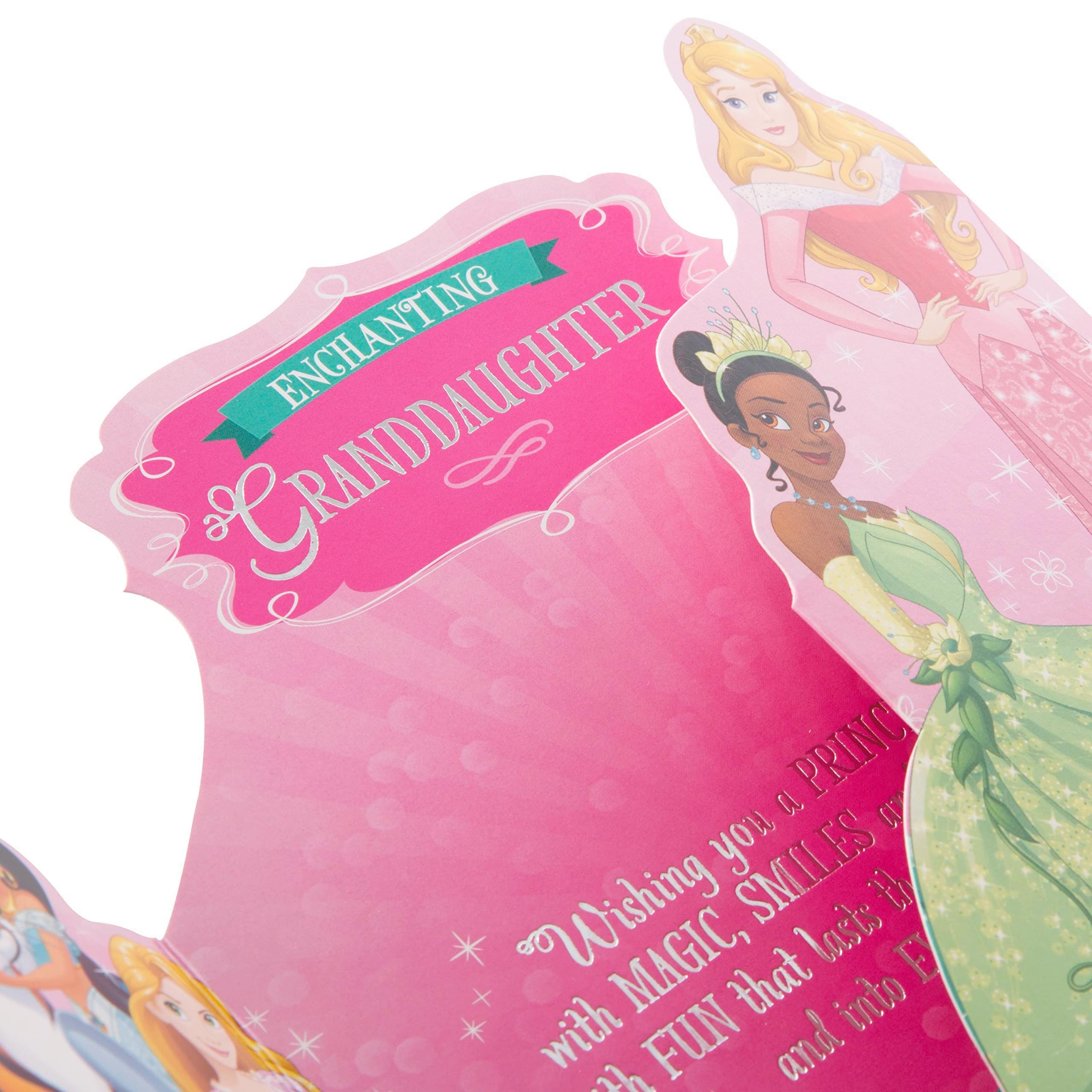Hallmark Disney Princess Birthday Card for Granddaughter | Gate Fold, Silver Foil | 22.8cm x 15.9cm 3