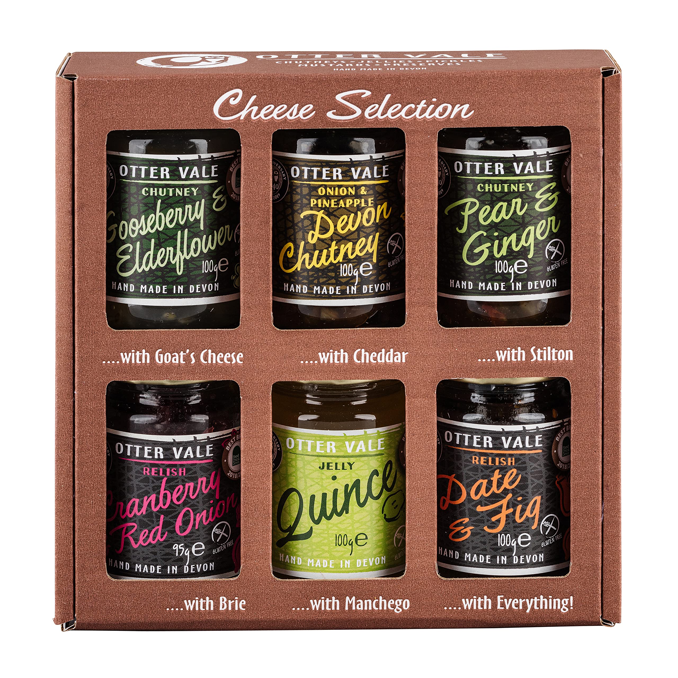 Otter Vale Cheese Selection Tasting Pack - 6 Hand-Made Chutneys & Jellies for Pairing with Cheese 1