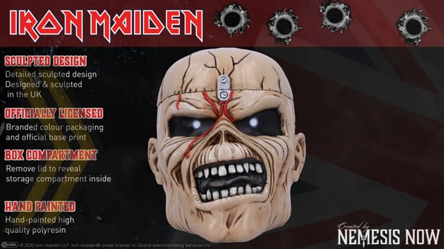 Nemesis Now Iron Maiden Eddie The Trooper Head Trinket Box, Polyresin, Beige, One Size