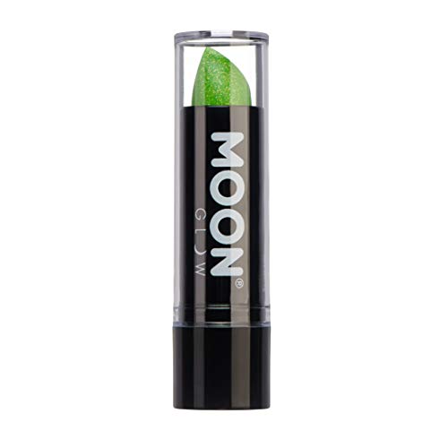 Neon UV Glitter Lipstick by Moon Glow - Green - Bright Neon Coloured Lipstick -