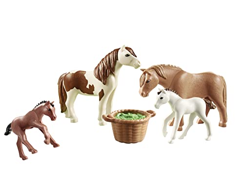 Playmobil 70682 2 Ponys With 2 Foals, Multicoloured, One Size