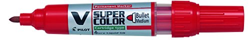 Pilot V-Super Color Medium Tip Bullet Marker (Pack of 10) - Red