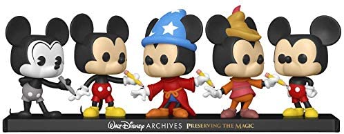 50 Walt Disney Archives Presenting Plane Crazy Mickey, Classic Mickey, Sorcerer Mickey, Beanstalk Mickey, Mickey Mouse Exclu Funko 51118 Pop!