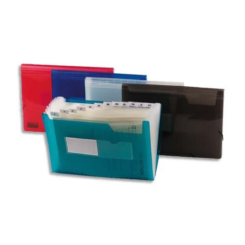 5 Etoiles 32114 Plastic File with 13 Compartments and Transparent Pockets for Business Cards