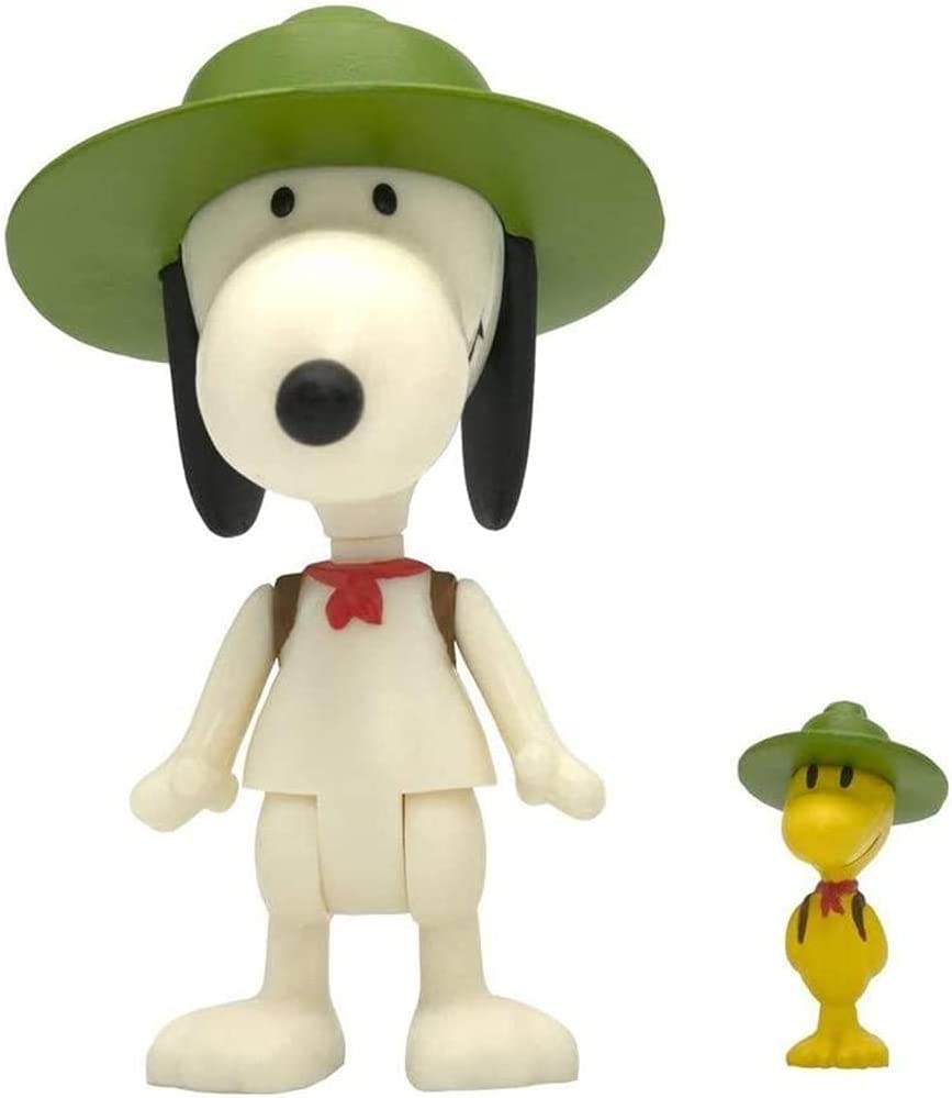 SUPER7 ReAction Peanuts® figurine, Snoopy and Woodstock with hat