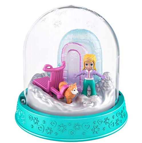 Polly-Pocket Mattel Mini Snow Globe Winter Christmas 8 x 8 cm Large (GNG70 - Pol