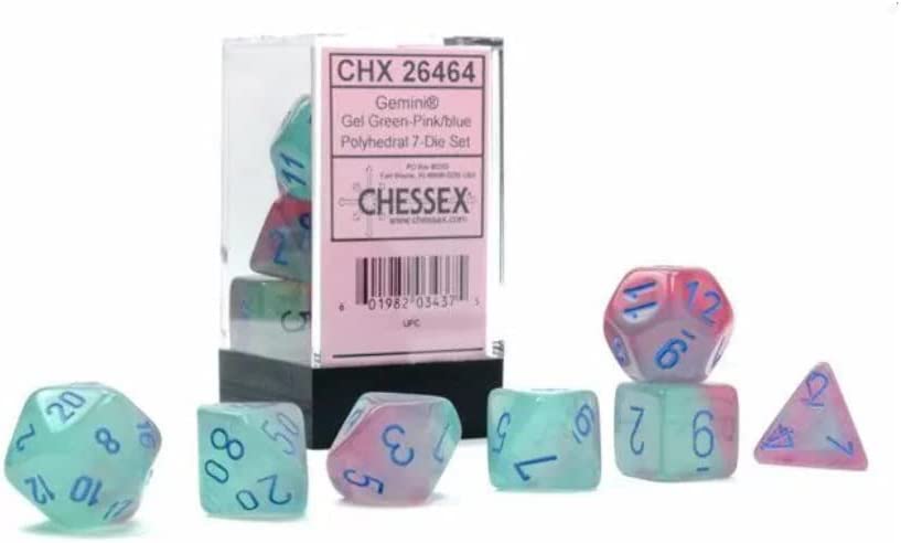 Gemini Polyhedral Dice Set Set of 7 Dice in a Variety of Sizes Designed for Roleplaying