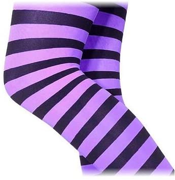 Smiffys Tights Striped - Purple and Black, Age 6-12 Years