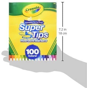 Crayola Super Tips Washable Markers (Pack of 100, Multi-Colour)