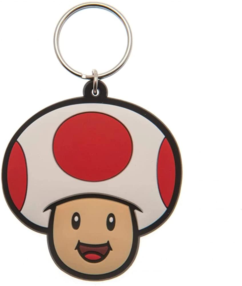 Super Mario (Toad) Rubber Keychains, White, One Size